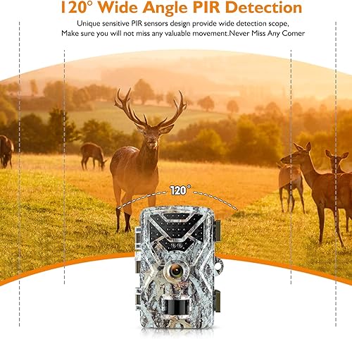 Miniatura 2 de Hawkray - Cámara Trail de 30 MP 2 K, cámara de juego con movimiento gran angular, última vista del sensor de 0.2 segundos, velocidad de disparo de 8