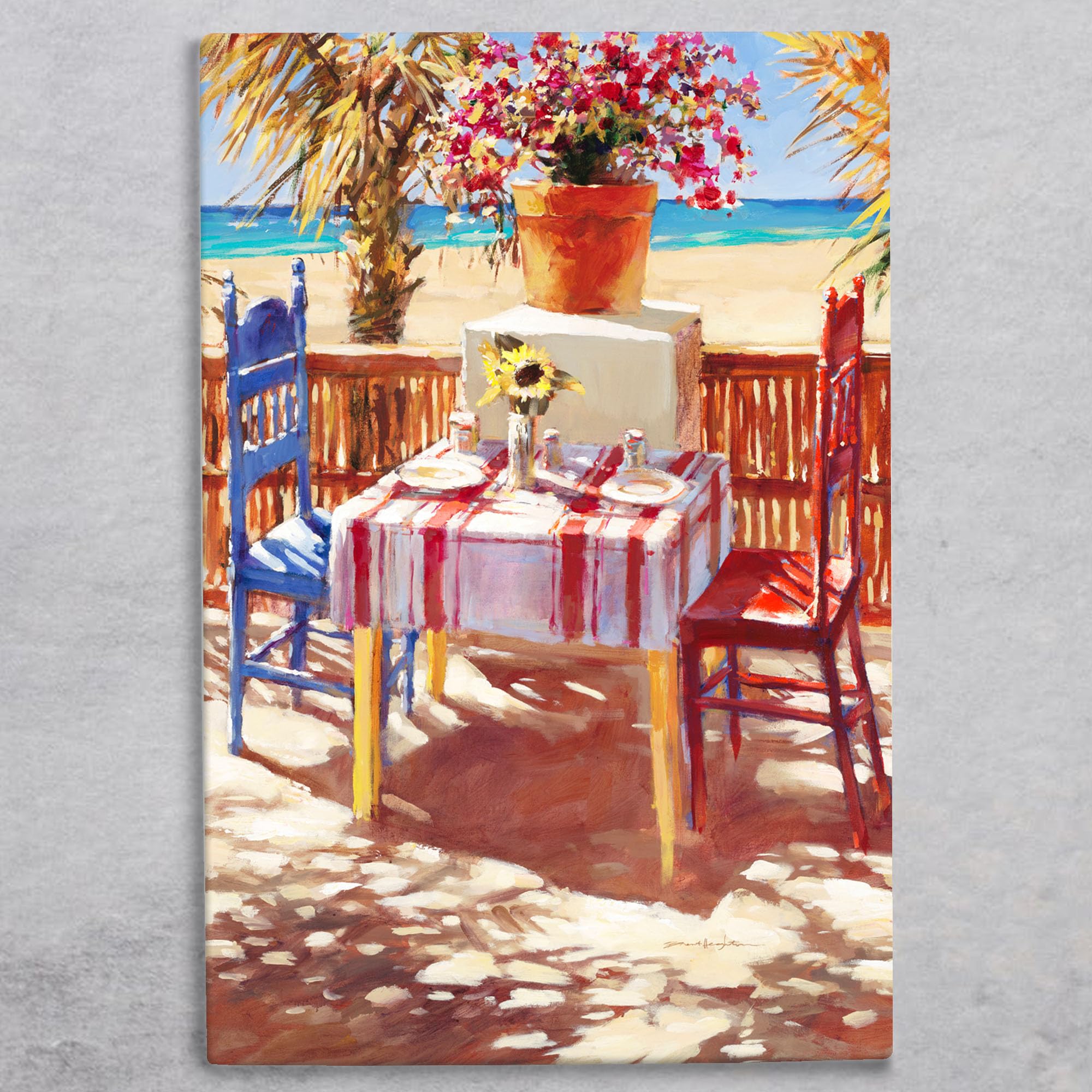 Global Designs Seaside Café Ceramic Tile Picture Plaque Sign Wall Art By Brent Heighton Nautical Scene 30x20cm