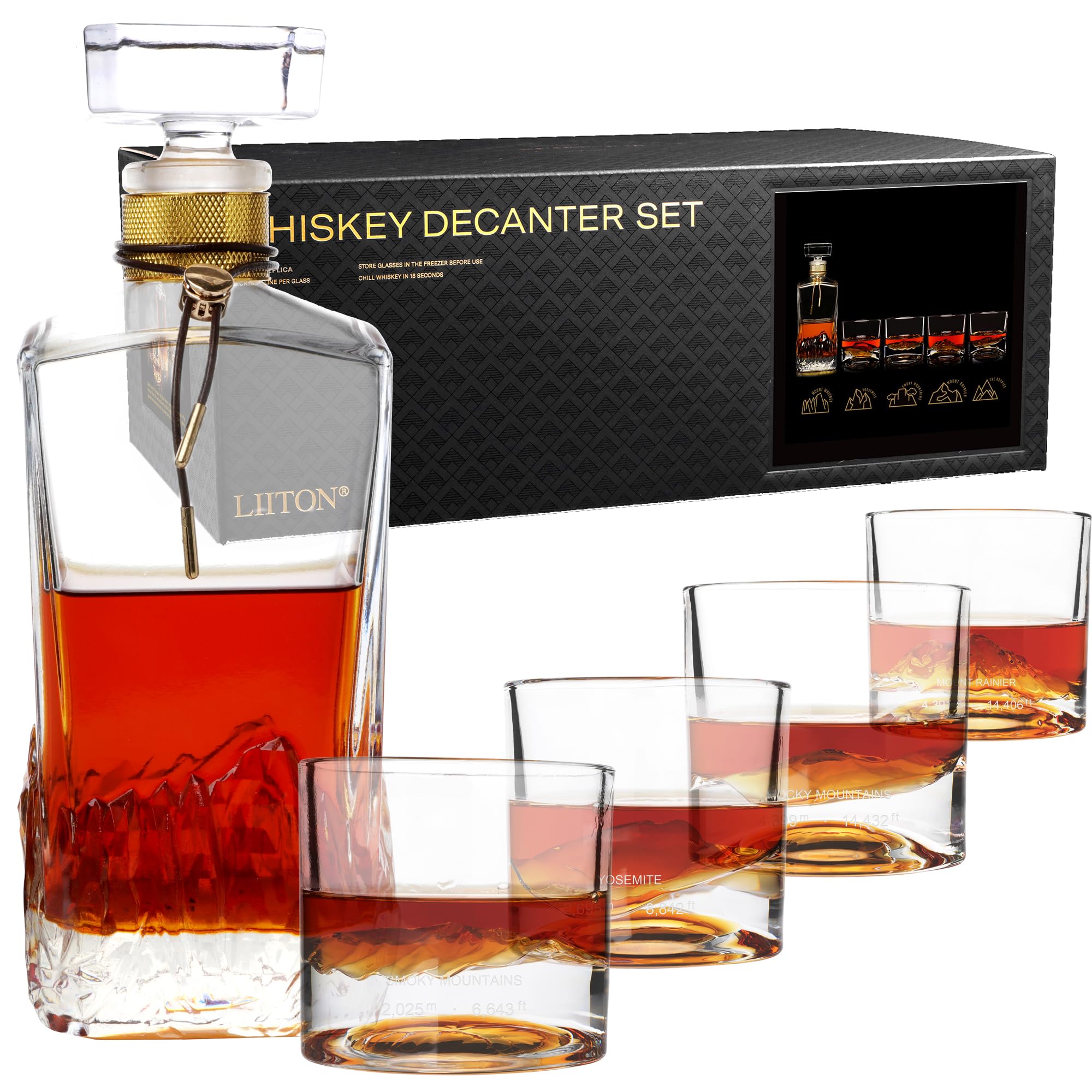 LIITON The American Peaks Whiskey Decanter Set