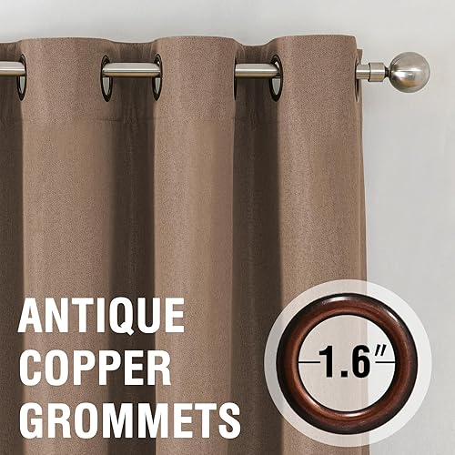 Miniatura 67 de H.VERSAILTEX Cortinas opacas de lino de 96 pulgadas de largo con aislamiento térmico para oscurecer la habitación, cortinas de lino con textura