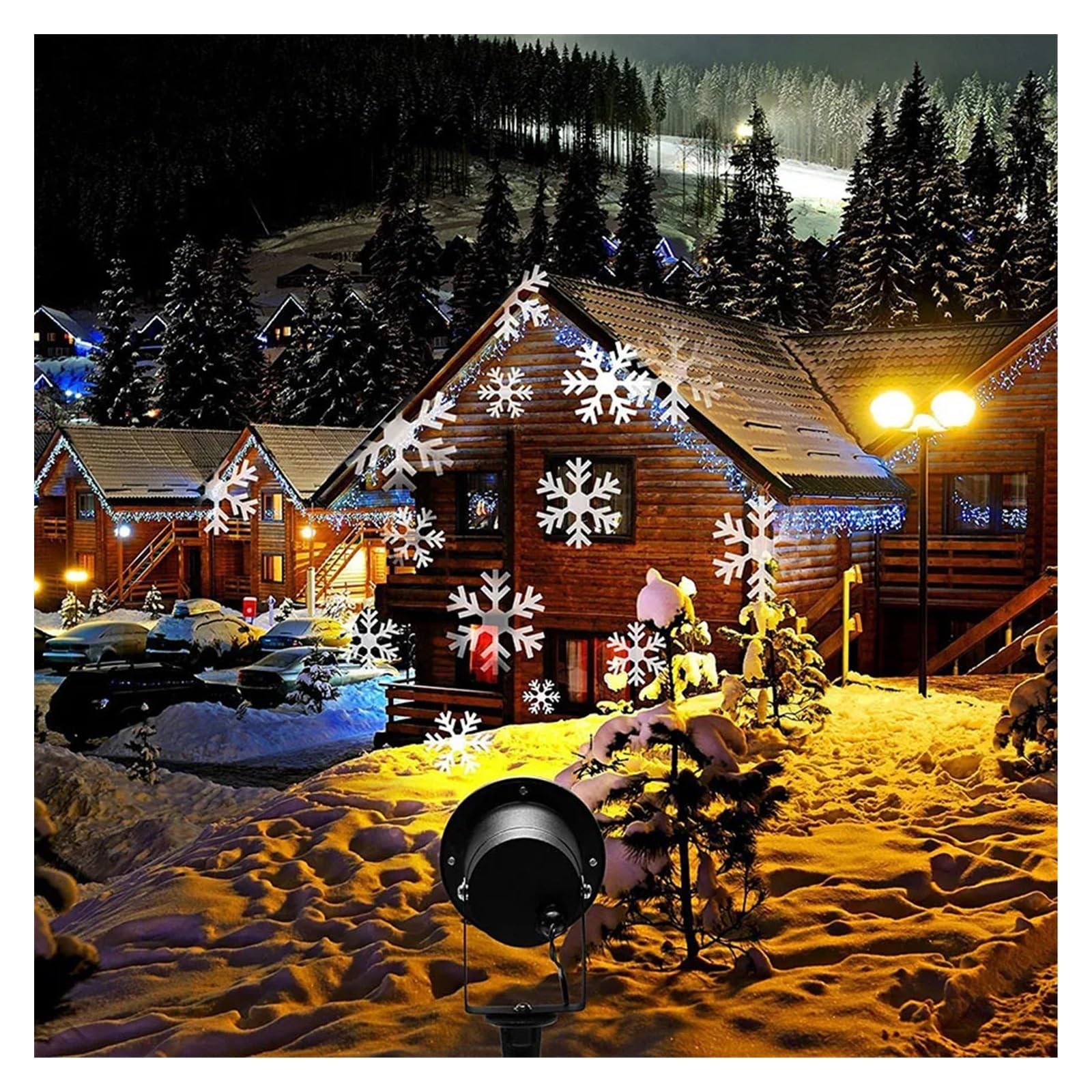 proiettore di luce, Lampade da neve mobili impermeabili a forma di fiocco, luci palcoscenico a LED for esterni, feste Natale, paesaggio, prato, giardino(White Snowflake)