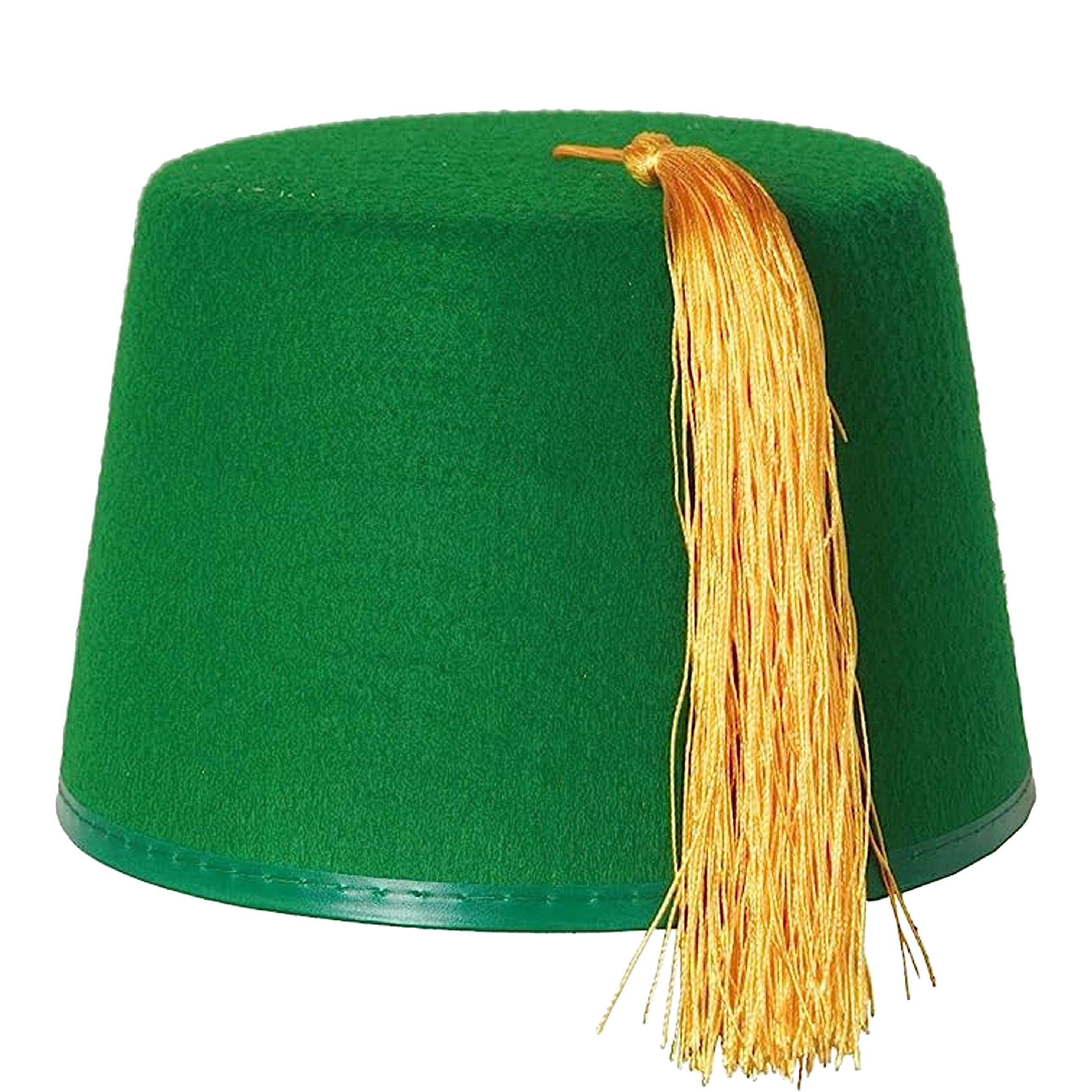 Fez Hat Green Fancy Dress Accessory Cap Green With Gold Tassel Unisex Felt Hat Mens & Womens - Pack Of 12
