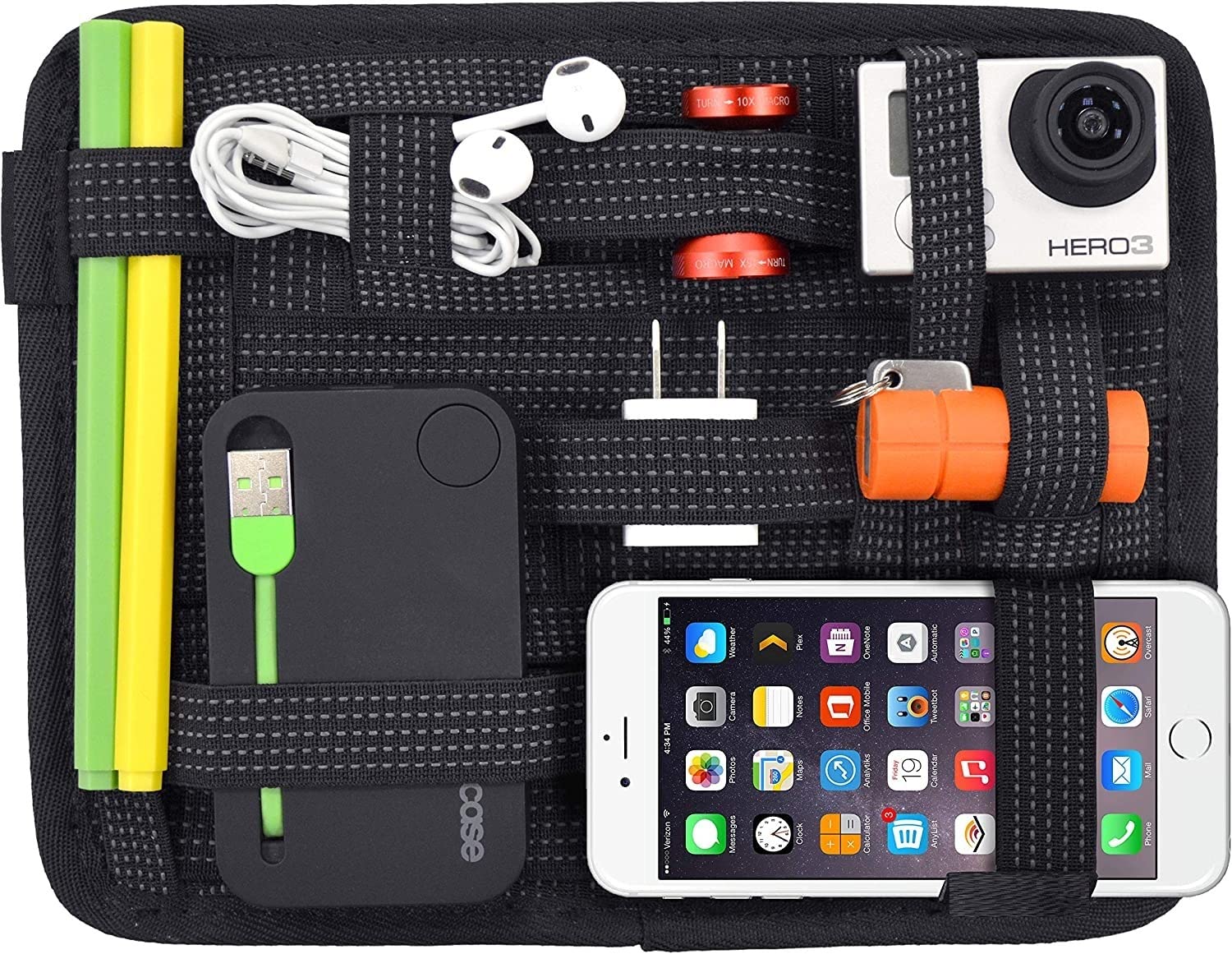 Brienstripe Grid-It Organizer Receiver Plate Bladder Bag with Small Holder Travel Digital Electronic Accessories and Cosmetic Arrangement Pouches Tool Pad Sun Visor Organizer.