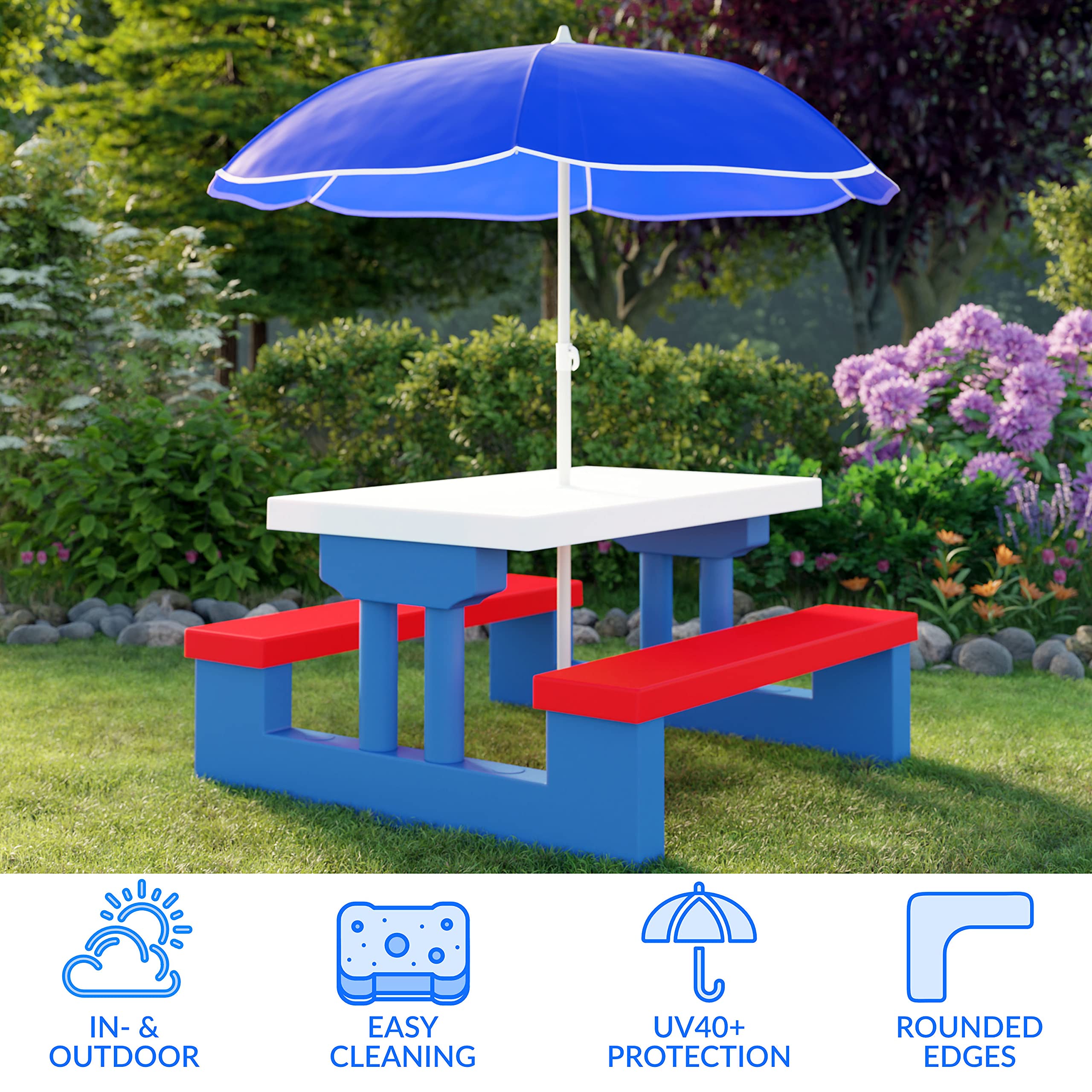 Buy Deuba Kids Picnic Table Bench Set Parasol Children Garden Furniture