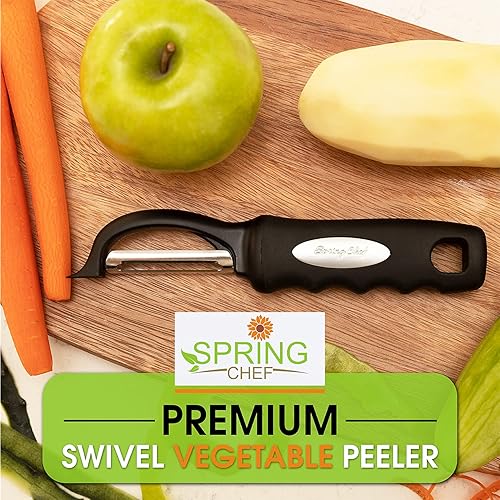 Miniatura 2 de Spring Chef Pelador giratorio de verduras premium, juego de tazas y cucharas medidoras de acero inoxidable y negro, redondo, juego de 15-2 productos