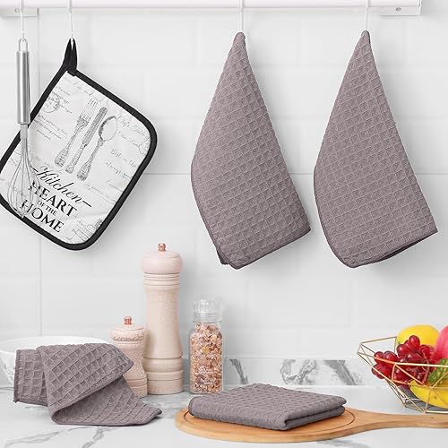 Miniatura 80 de Homaxy Trapos de cocina de microfibra con tejido de gofre, 12 x 12 pulgadas, ultra absorbentes y de color sólido, paños de cocina de secado rápido