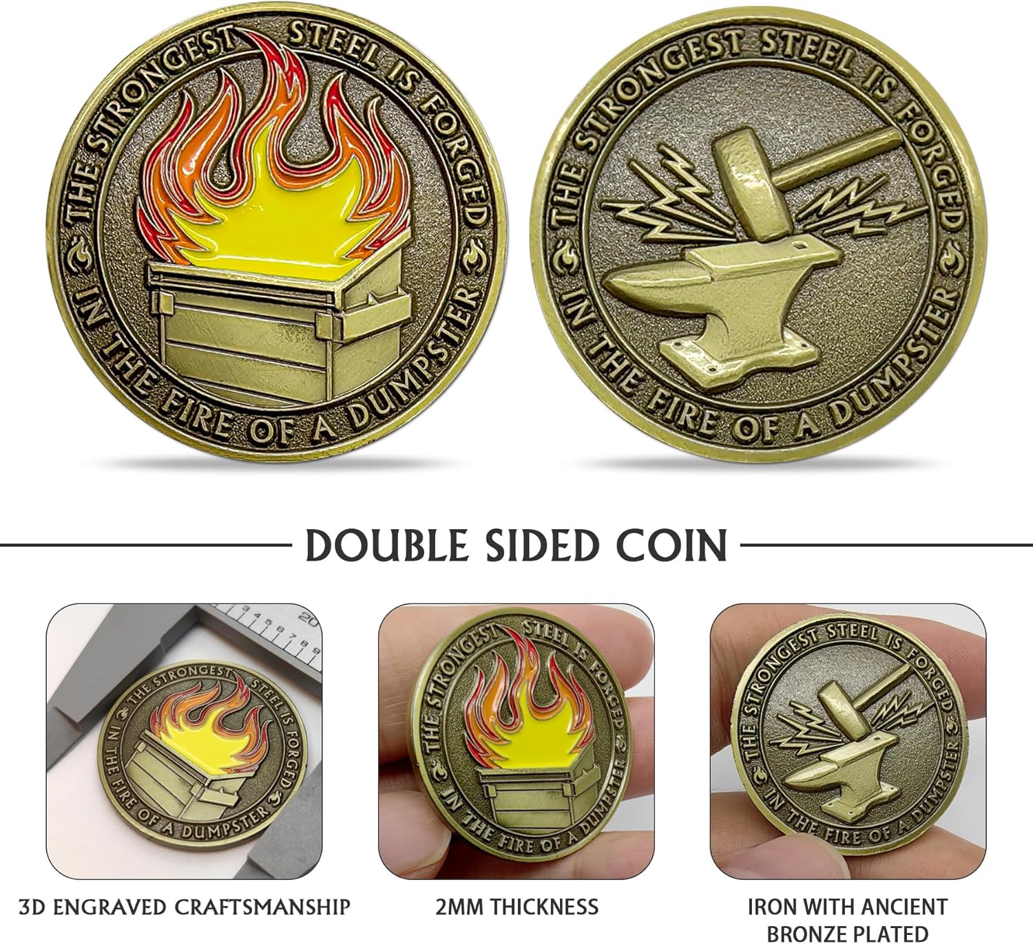 10 Pcs Dumpster Fire Challenge Coin Bulk, Mini Dumpster Fire Coin Medallion, Humorous Office Desk Accessories, Inspirational Coins for Employee Appreciation Gifts, Funny Office Gifts for Coworker Team