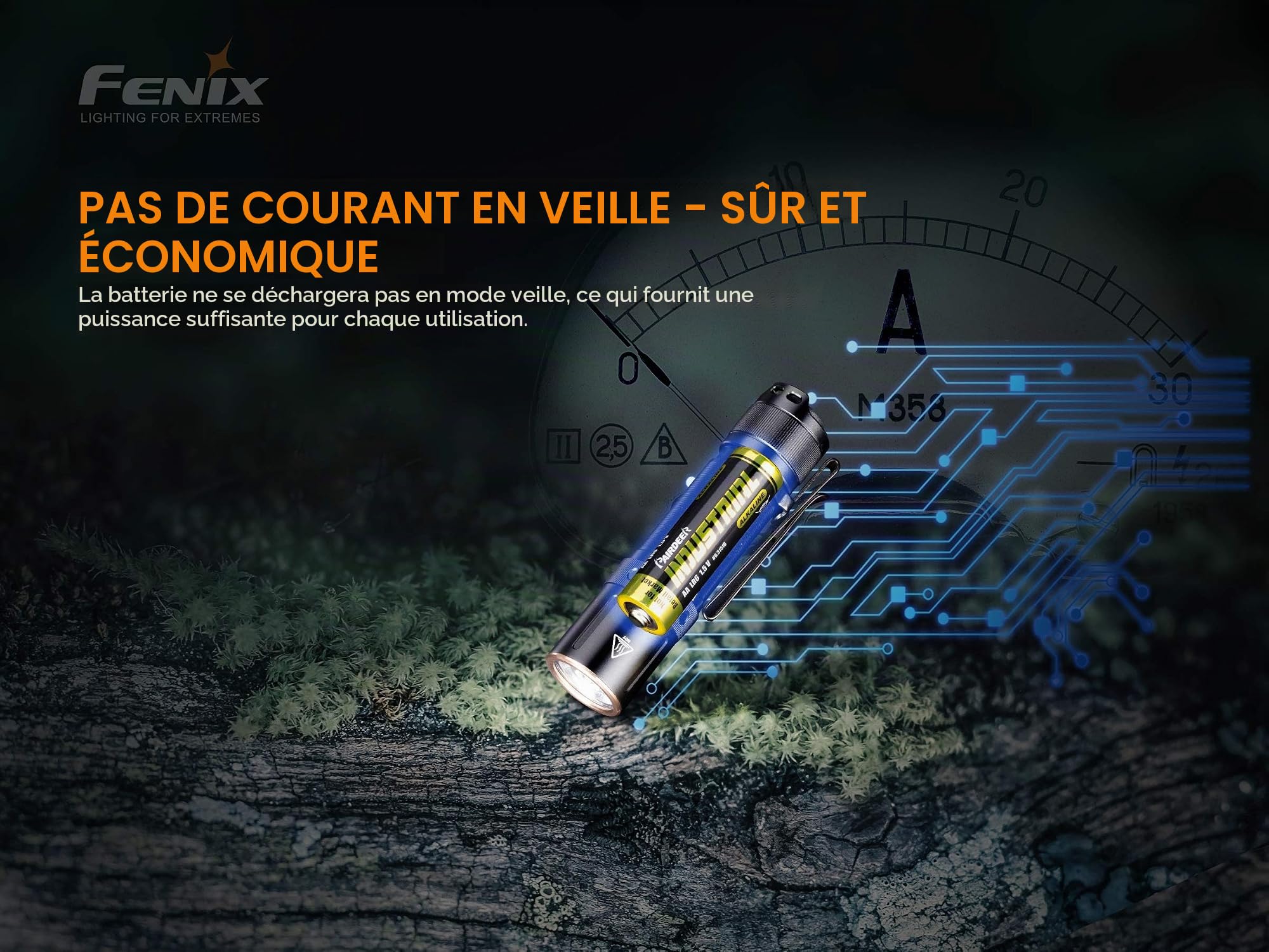FENIX E12 V2.0 Étanche Lampe de Poche, Noir, 77,6 mm