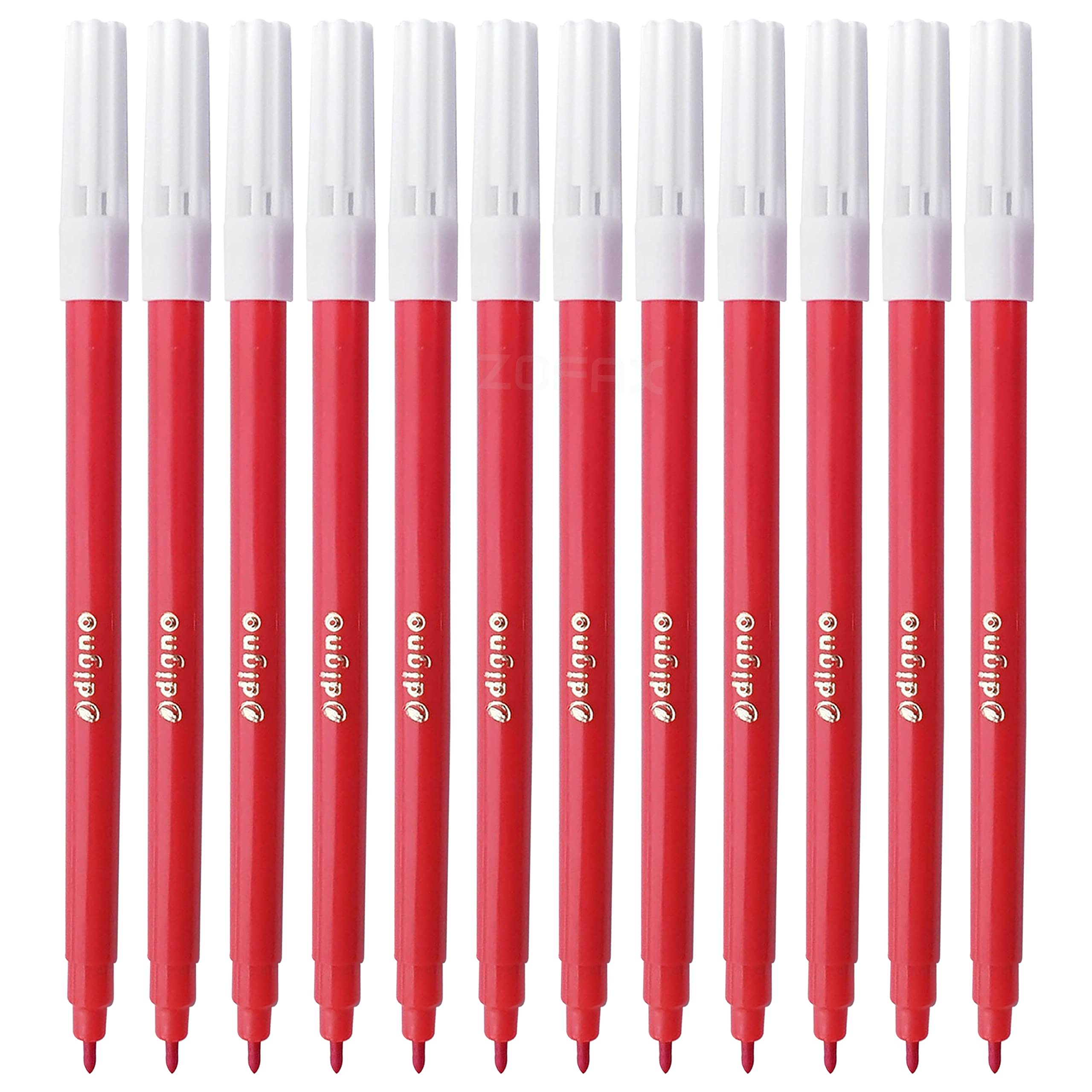 Colouring Pens, RED, Pack of 12, Felt Tip Pens for Drawing Colouring Sketching Marking, Ideal for School Office Home, PATELL Black Ball Pen