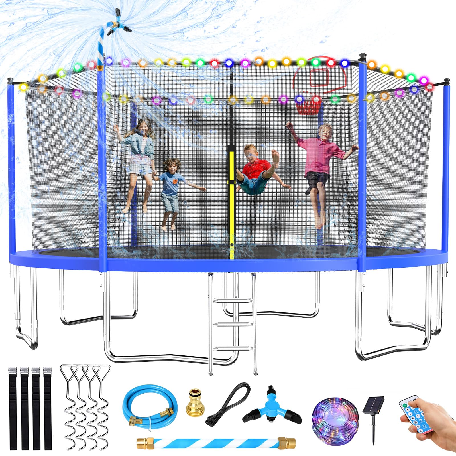 Tatub 16FT 15FT 14FT 12FT Trampoline for Kids and Adults Outdoor Trampolines with Basketball Hoop and Net, Recreational Backyard Trampoline with Accessories Set for 6-8 Children and Teens, Adults