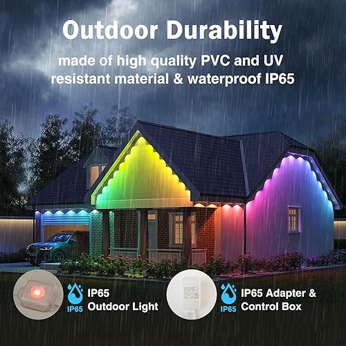 Miniatura 3 de Luces permanentes para exteriores de 100 pies, luces RGB inteligentes para exteriores con 60 LED, 8000 horas de larga vida útil, impermeables, luz