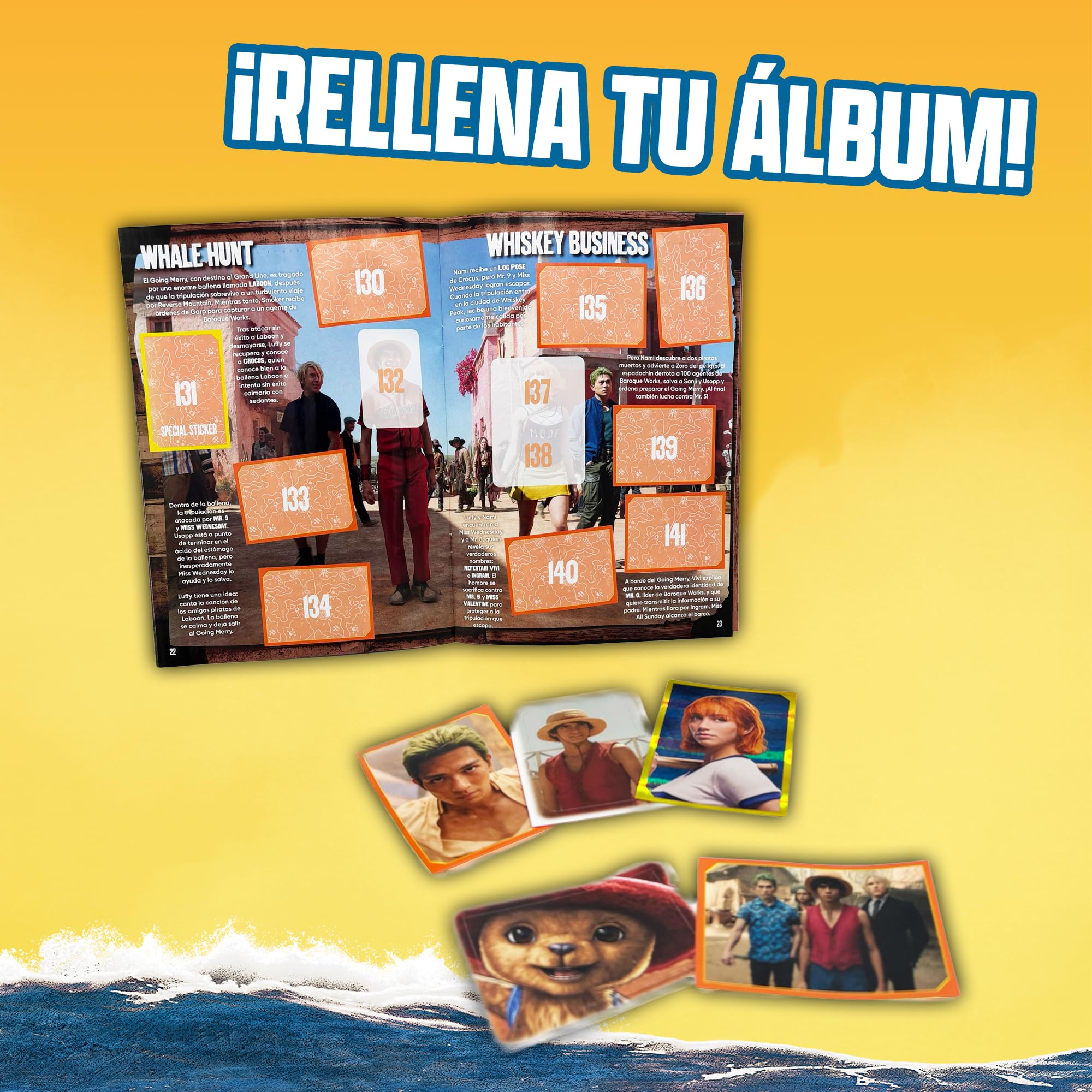 Bizak One Piece Cards – Album Officiel 200 Stickers – Inclus 10 Autocollants – Saisons 1 Et 2 – Motifs Holographiques Et Découpes