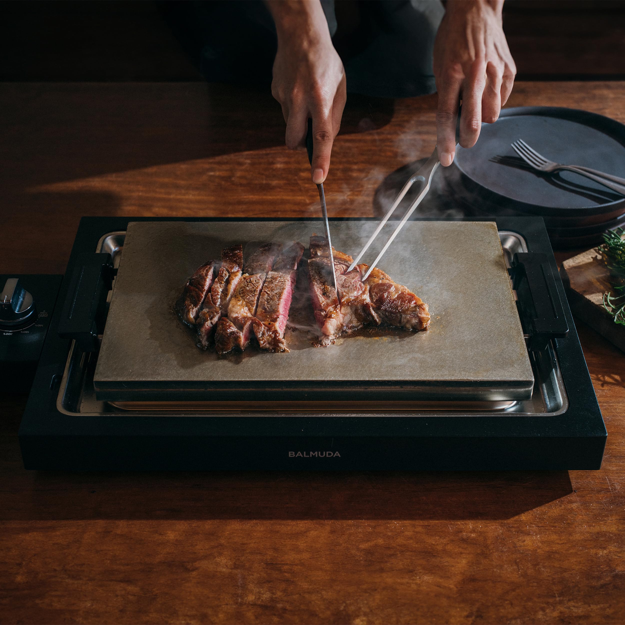 BALMUDA Combo Pack: The Toaster Pro Black & The Teppanyaki | Steam Oven Toaster & 6.6mm Cladding Plate Hot Plate