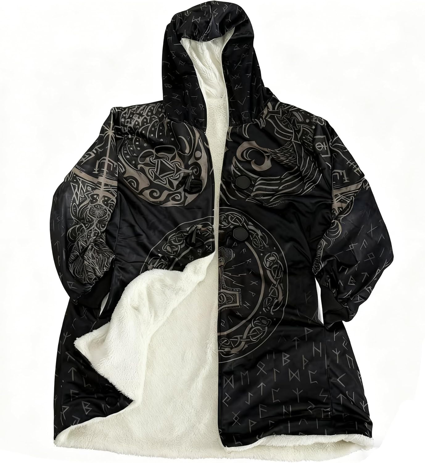 Viking Warriors Norse Mythology God Odin Fenrir Tattoo Retro Hooded Cloak 3D Print Harajuku Cosplay Costumes Cloak