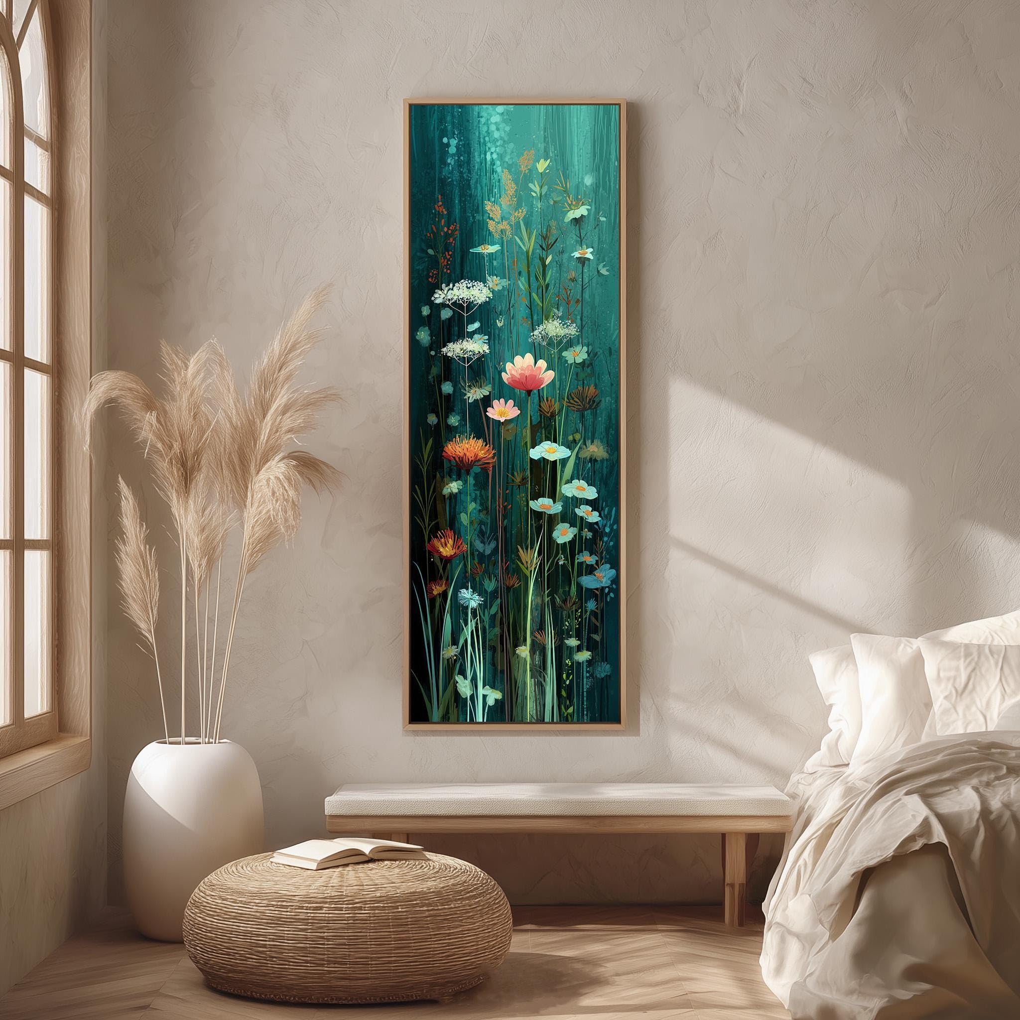 Tableau de fleurs sauvages vertical 40x120 cm pour déco murale - 8