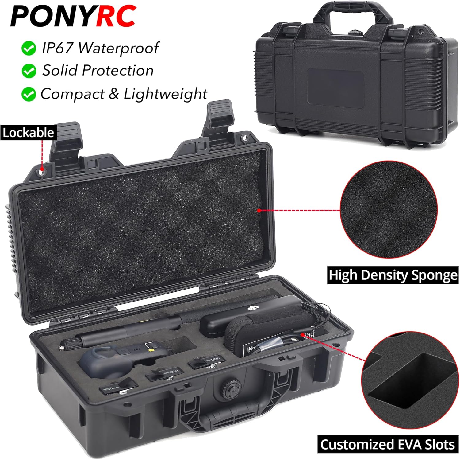 Osmo 360 Hard Case, IP67 Waterproof Shockproof Travel Carrying Case for DJI Osmo 360 Adventure Combo, Portable Lightweight Compact - Image 4