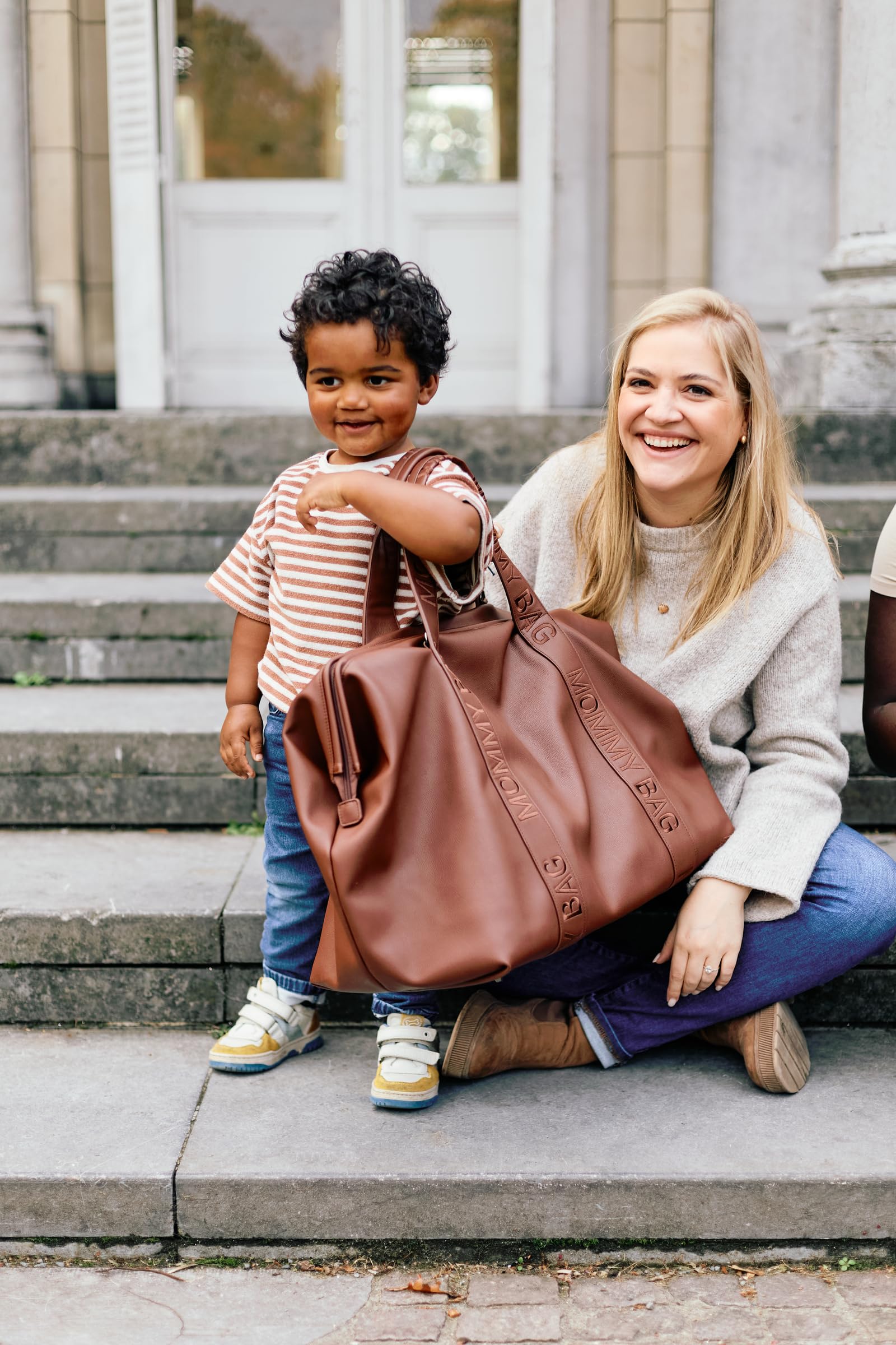 Childhome, Mommy Bag, Borsa Cambio, Maternità, Borsa Da Viaggio, Grande Capacità, Fasciatoio Incluso, Cinghia Regolabile, Scompartimentata, Borsa Isotermica, Apertura Per Valigia, Similpelle Marrone