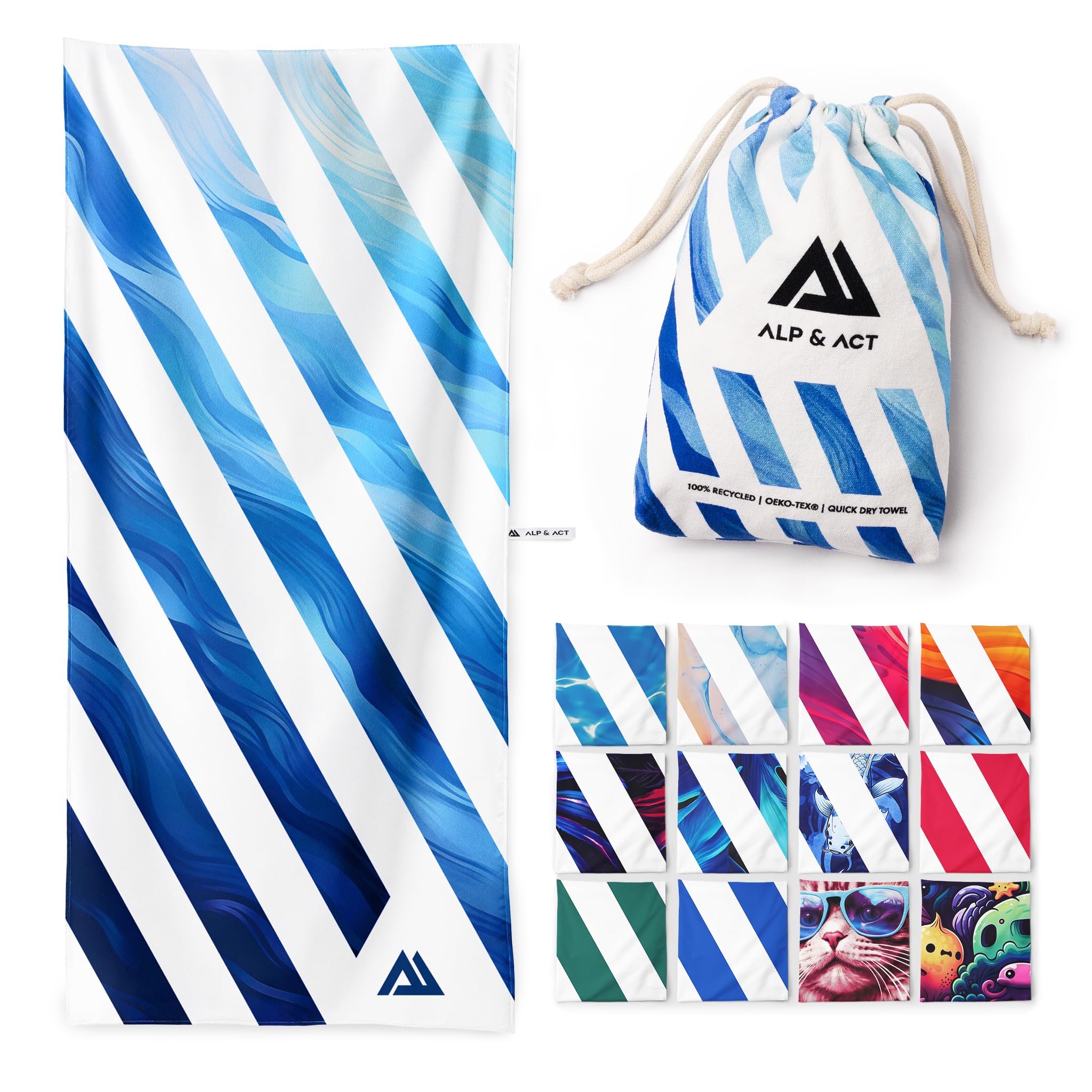 ALP & ACT Serviette De Plage XXL 200x90 Cm - Microfibre 100% Recyclée