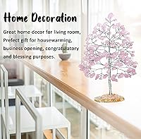Vista 35 de Rose Quartz Gemstone Tree of LifeNatural Reiki Crystals Gemstone Chakra Tree for Positive Energy, Geode Agate Slice Base, Feng Shui Decor, Good