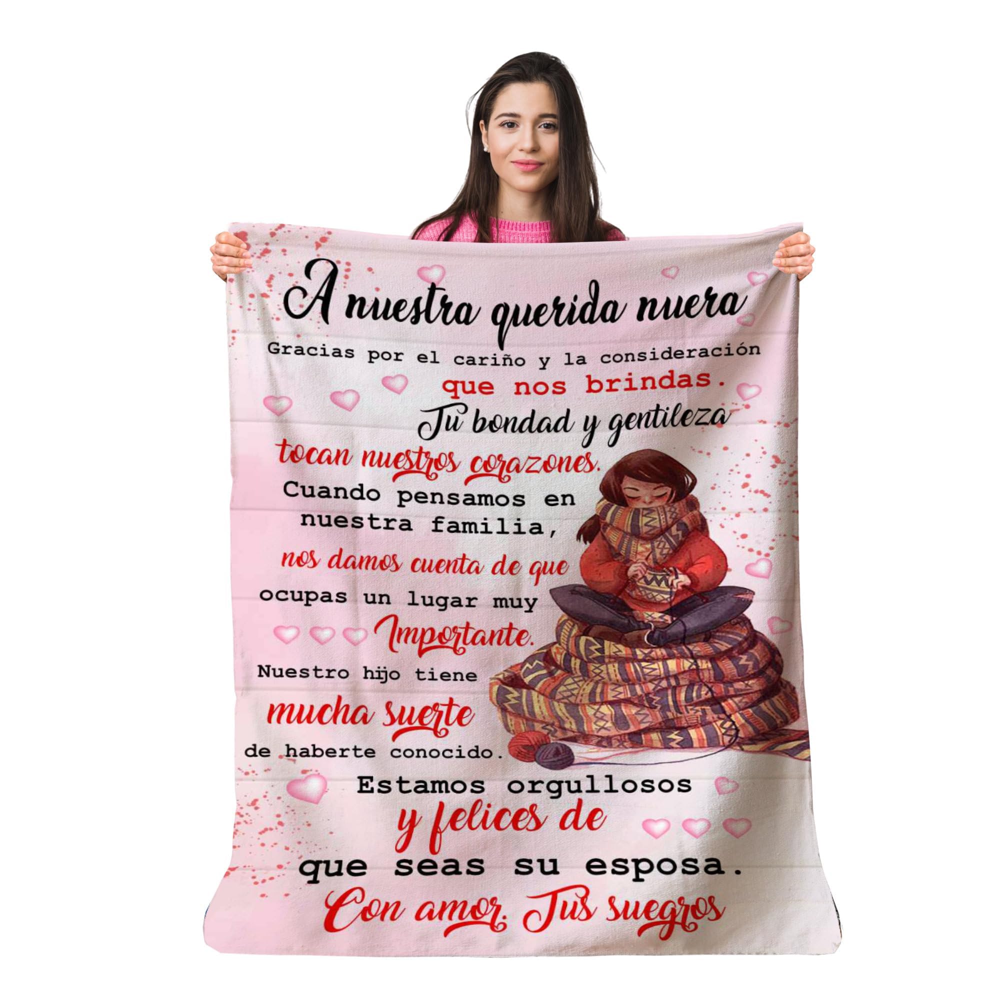 Personalized Blanket to Give Your Daughter in Law, Signed Your In-Laws | Original Gift Idea for Birthday, Christmas, Mother's Day | Plaid Bedspread Cover (140 x 180 cm)
