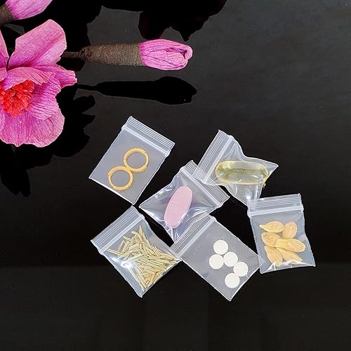 Miniatura 4 de 100 bolsas de plástico pequeñas, 1 x 1 pulgada de 4 mil, reutilizables, transparentes, gruesas, mini bolsas de polietileno con cremallera para