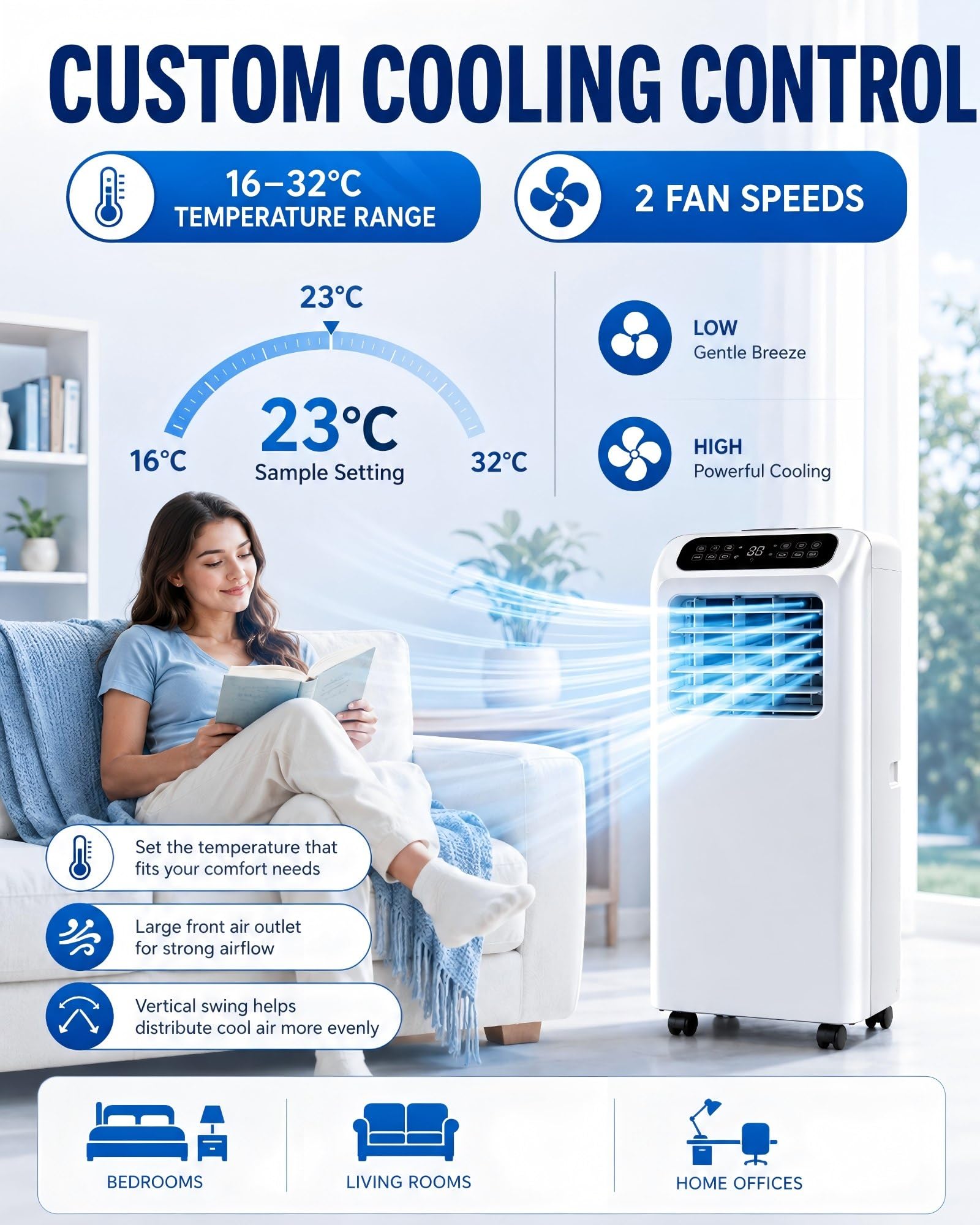 Aire Acondicionado Portátil con Tubo de Evacuación Kit de Ventana 7000BTU