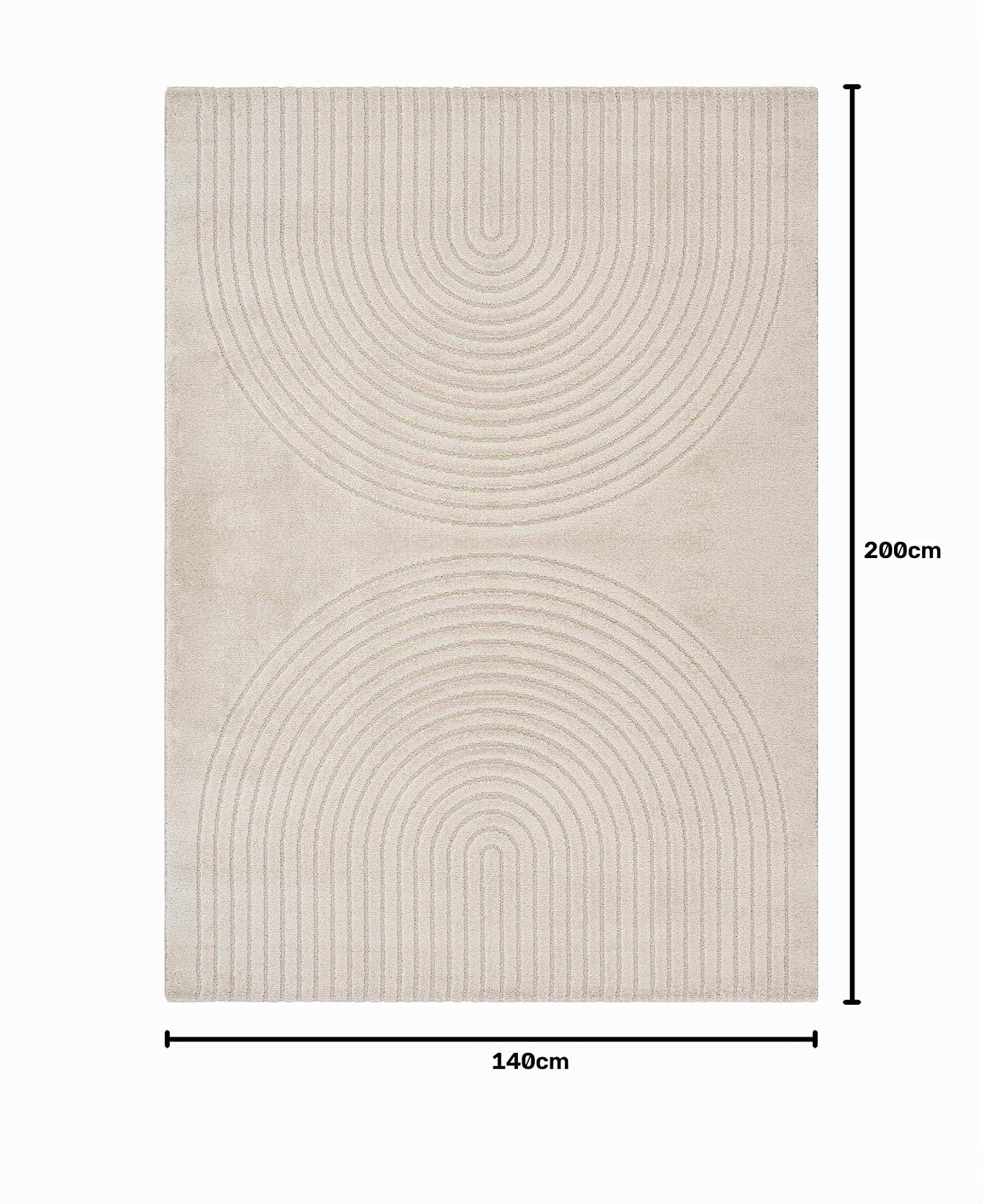 the carpet Elisa, Tapis Moderne de Salon, Design géométrique, Haute densité de Poil et agréablement Doux, Beige, 140 x 200 cm