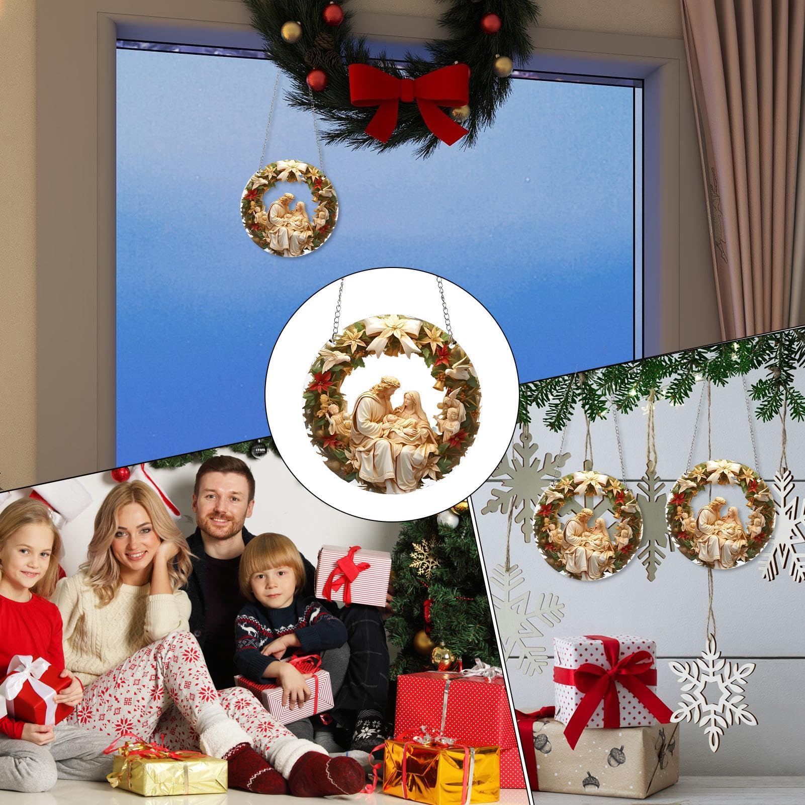 Décorations De Crèche De Noël à Suspendre – Ornements Religieux En Acrylique 2D Pour Sapin De Noël, Crèche De Noël à Suspendre Pour Décorations De Noël