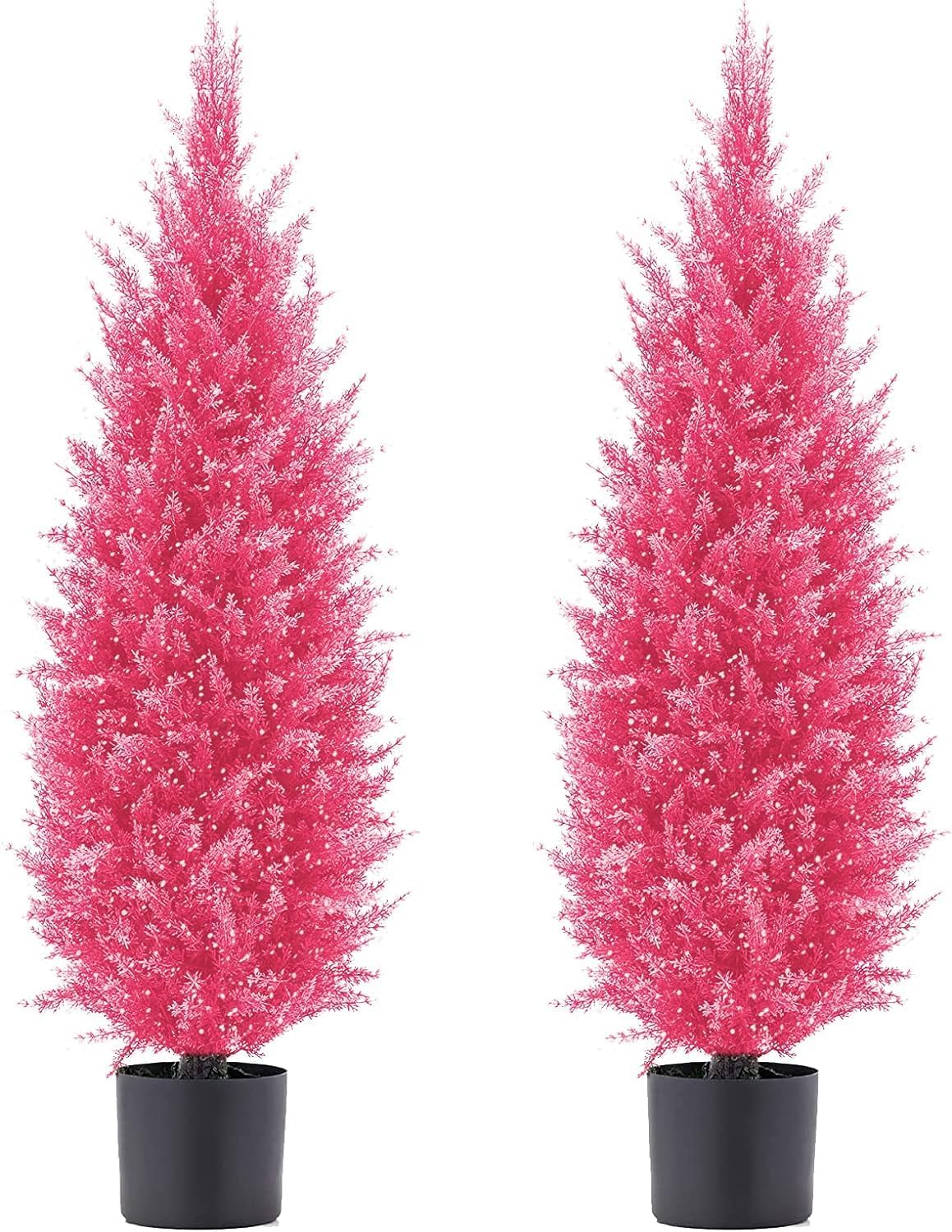 DLD Pink Artificial Cedar Pine Tree Silk Tree Arborvitae Tree Perfect Faux Plants Potted UV Rated Plant for Indoor Outdoor, Home Garden Office Store Decoration