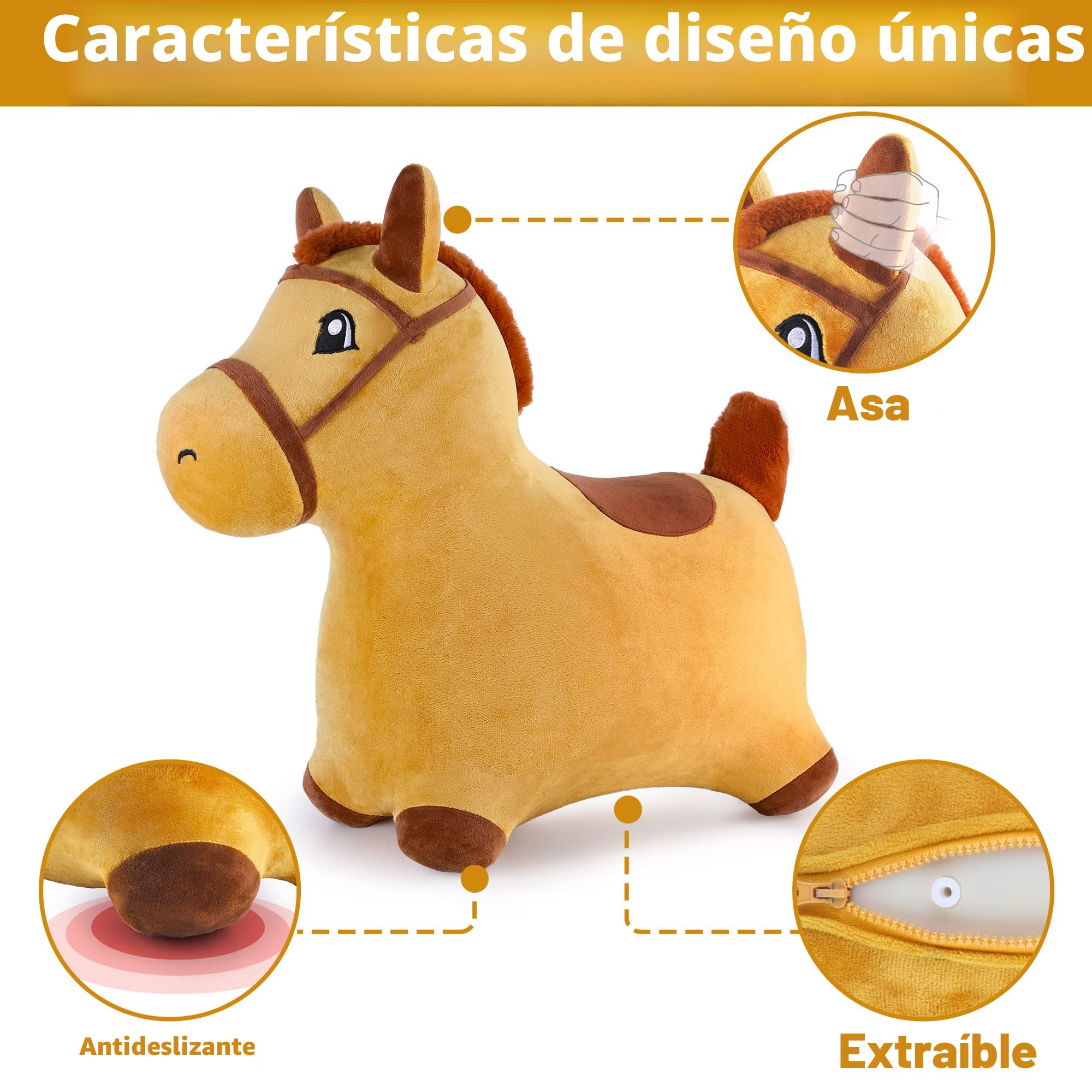 Caballo Saltarín Inflable Para Niños – Juguete De Equilibrio Portátil De PVC, Para Interiores Y Exteriores, Tamaño 38x103x80 Cm