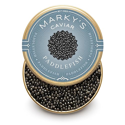 MARKY'S Paddlefish Black American Caviar – 2 oz / 56 g – Huevas negras Malossol Premium – GARANTIZADO POR LA NOCHE