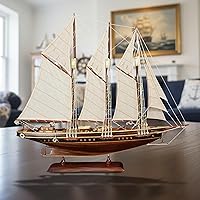 Vista 5 de Atlantic Yacht modelo de madera de barco de 24 pulgadas, estanque, yate, velero, modelo de madera americana, barco, artesanía, hogar, sala de estar