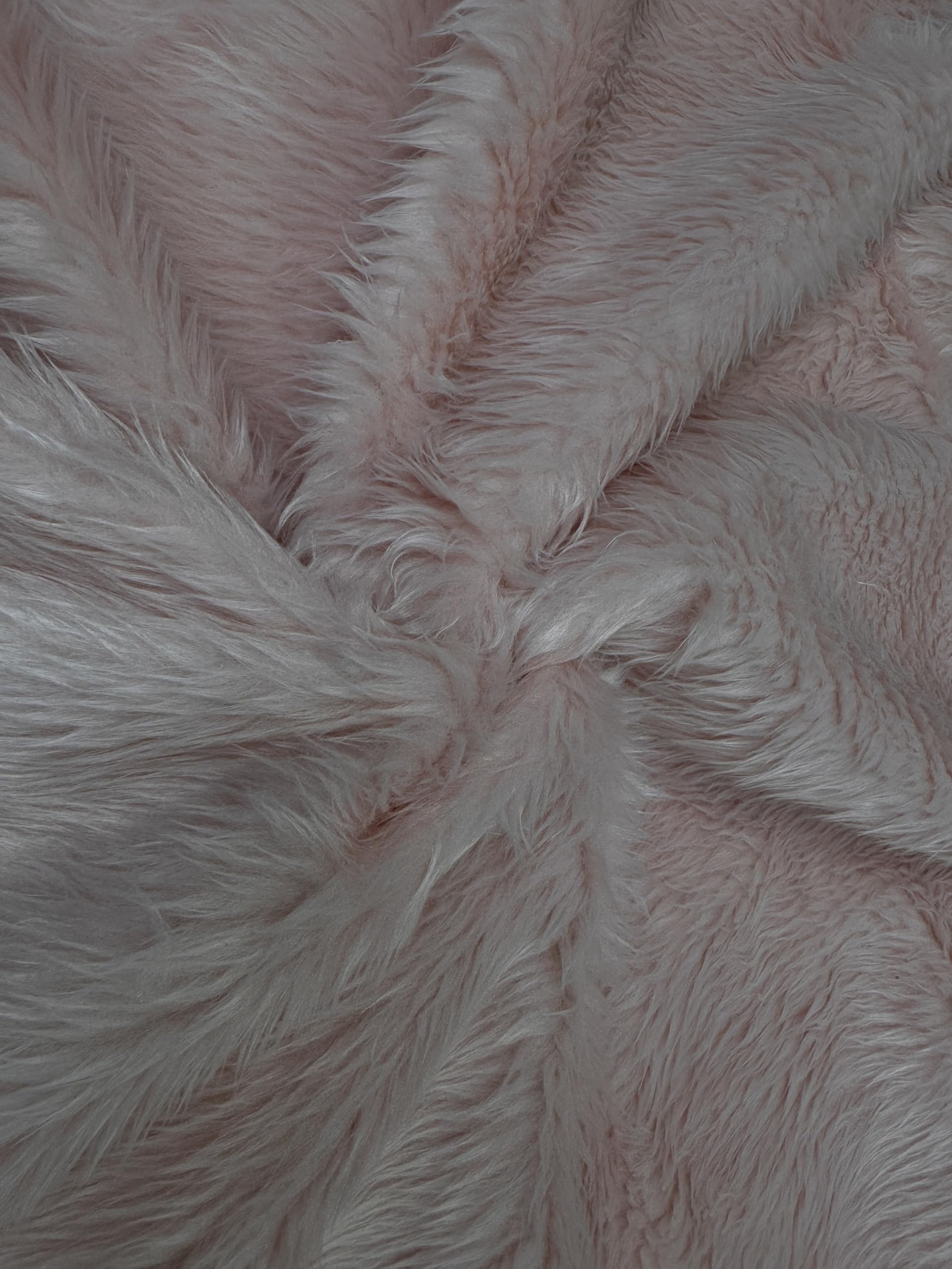 Plain Fun Faux Fur Fabric Material Pale Pink, 1/2Mtr - 150cmx50cm