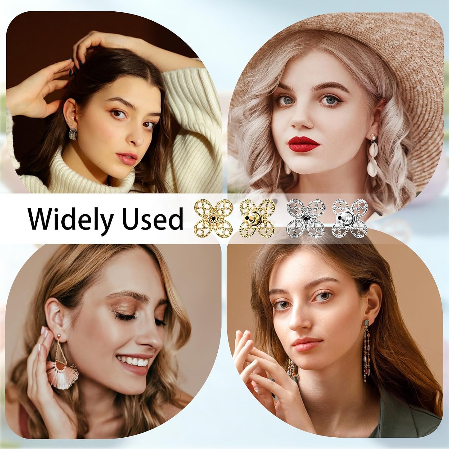 4PCS Earring Backs for Droopy Ears, Adjustable Earring Back Lifter for Stud