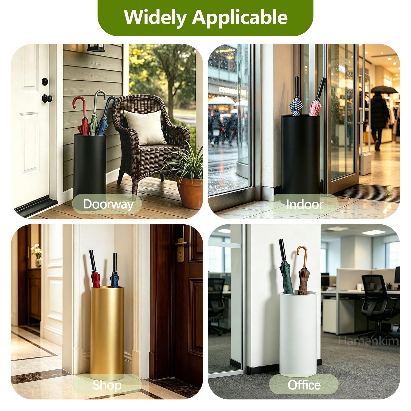 Secchio portaombrelli semplice per ingresso - Portaombrelli in PVC impermeabile con raccolta acqua - decorativo per ricevimenti residenziali e commerciali(Gold)