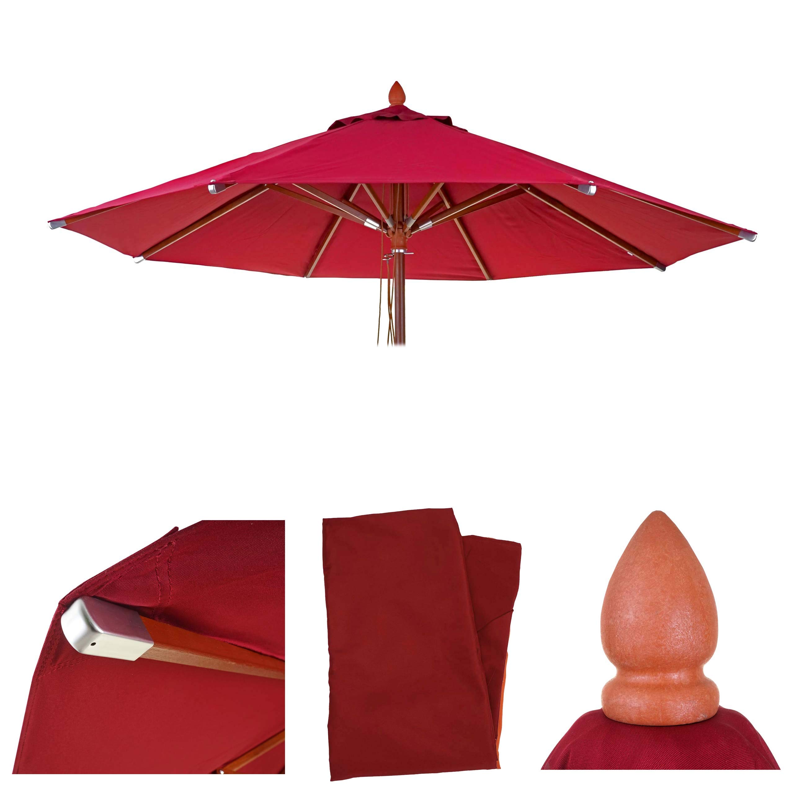 Mendler Wymienny pokrowiec do gastronomii drewniany parasol przeciwsłoneczny HWC-C57, pokrowiec na parasol przeciwsłoneczny, okrągły, Ø 4 m, poliester, 3 kg, bordowy