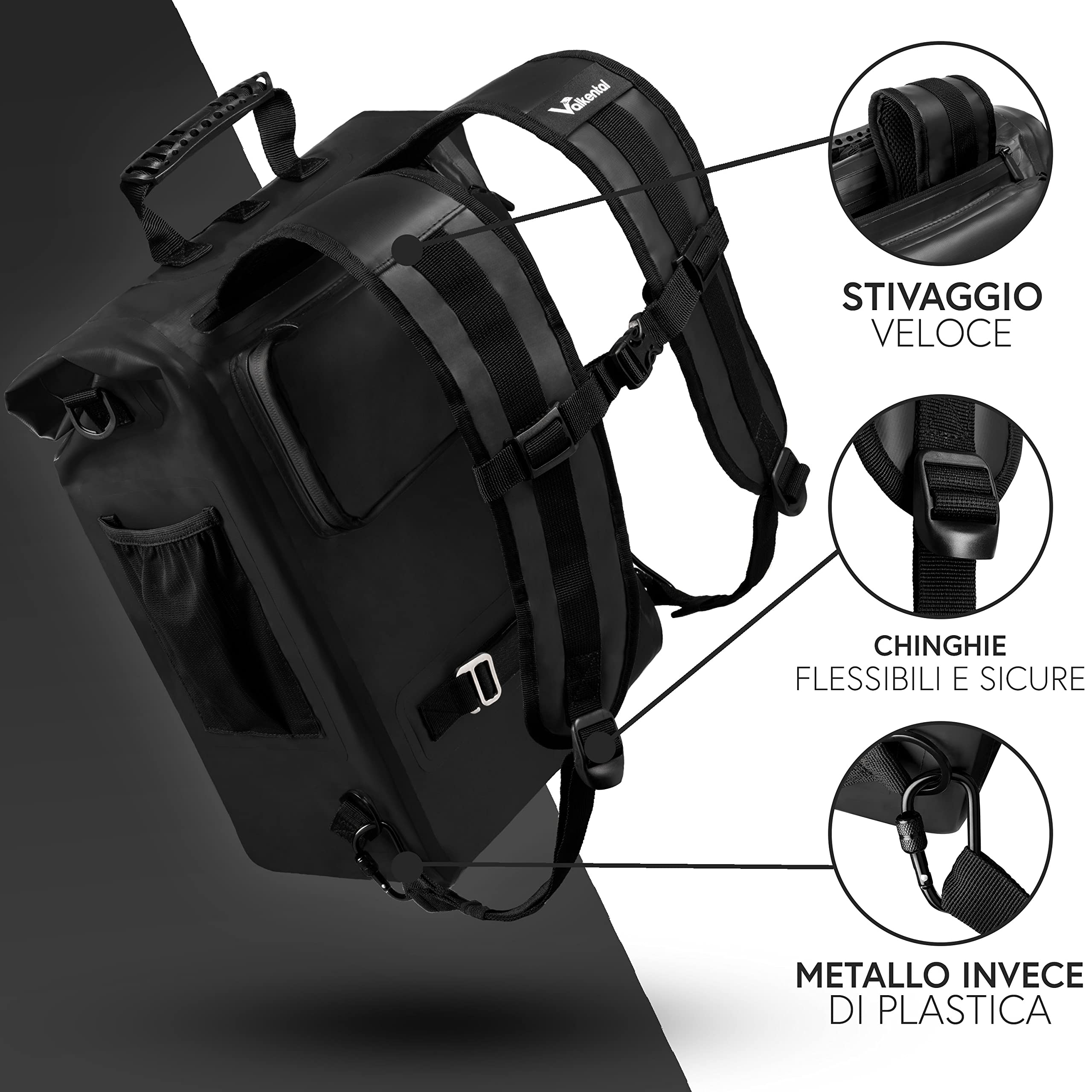 Valkental - Borsa da Bici Multifunzione 3 in 1: Portabagagli, Zaino e Tracolla - Materiale Impermeabile con Catarifrangenti - Ideale per Ciclismo Urbano - Design Sostenibile e Sicuro