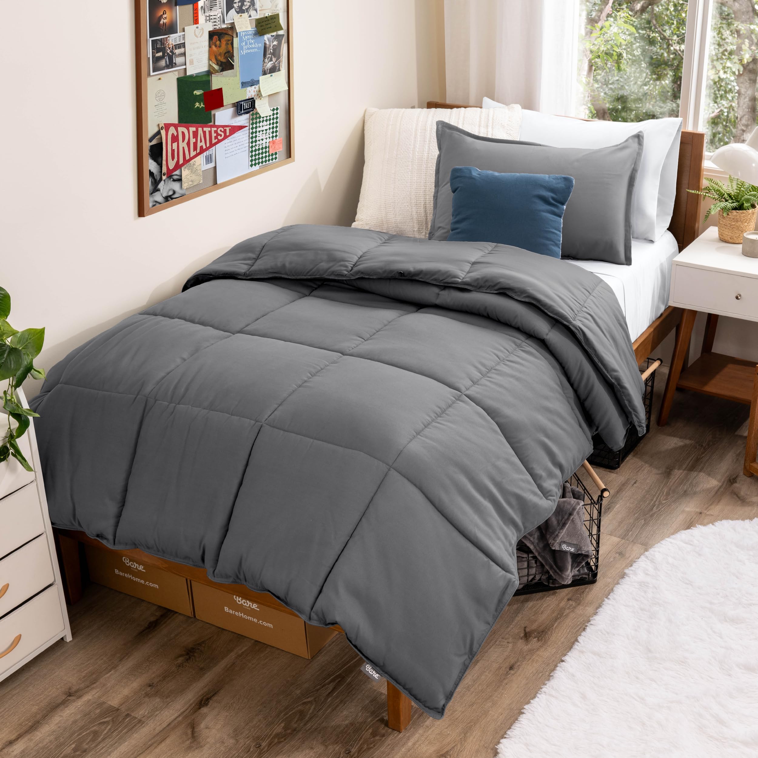 Comforter Set - Twin Extra Long Size - Ultra-Soft - Goose Down Alternative - Premium 1800 Series - All Season Warmth (Twin/Twin XL, Grey)