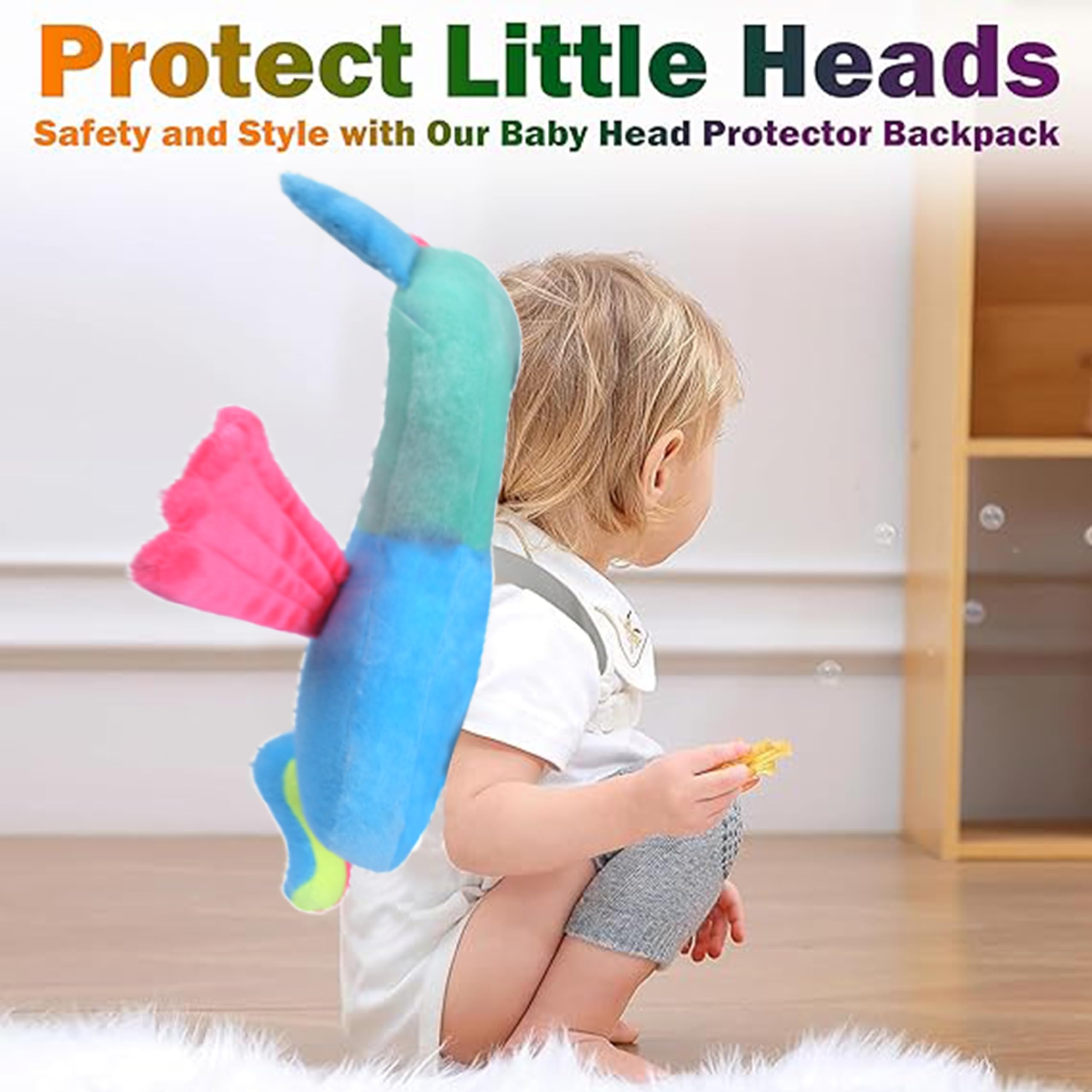 HUG PUPPY Baby Head Protector Cushion Plush Soft Toy-Full Protection Helmet Baby Head Protector Child Adjustable Shoulder Strap Mustard Seed Head Shaping Pillow Set of 3 (Multi) - Image 5 thumbnail