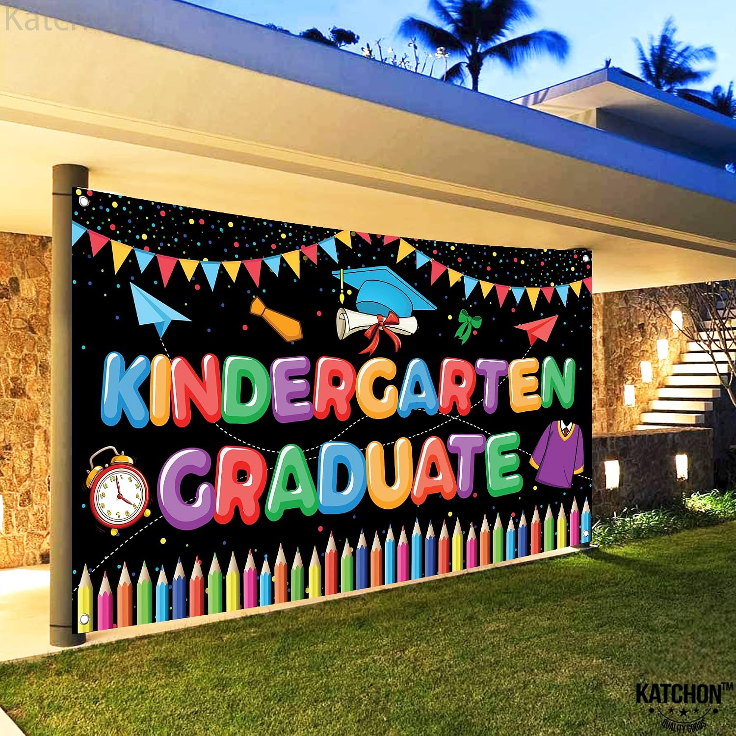 KatchOn, Kindergarten Graduation Backdrop - Large 72x44 Inch | Preschool Graduations Banner | Kindergarten Backdrop for Kindergarten Graduation Decorations 2026 | Kinder Graduation Banner