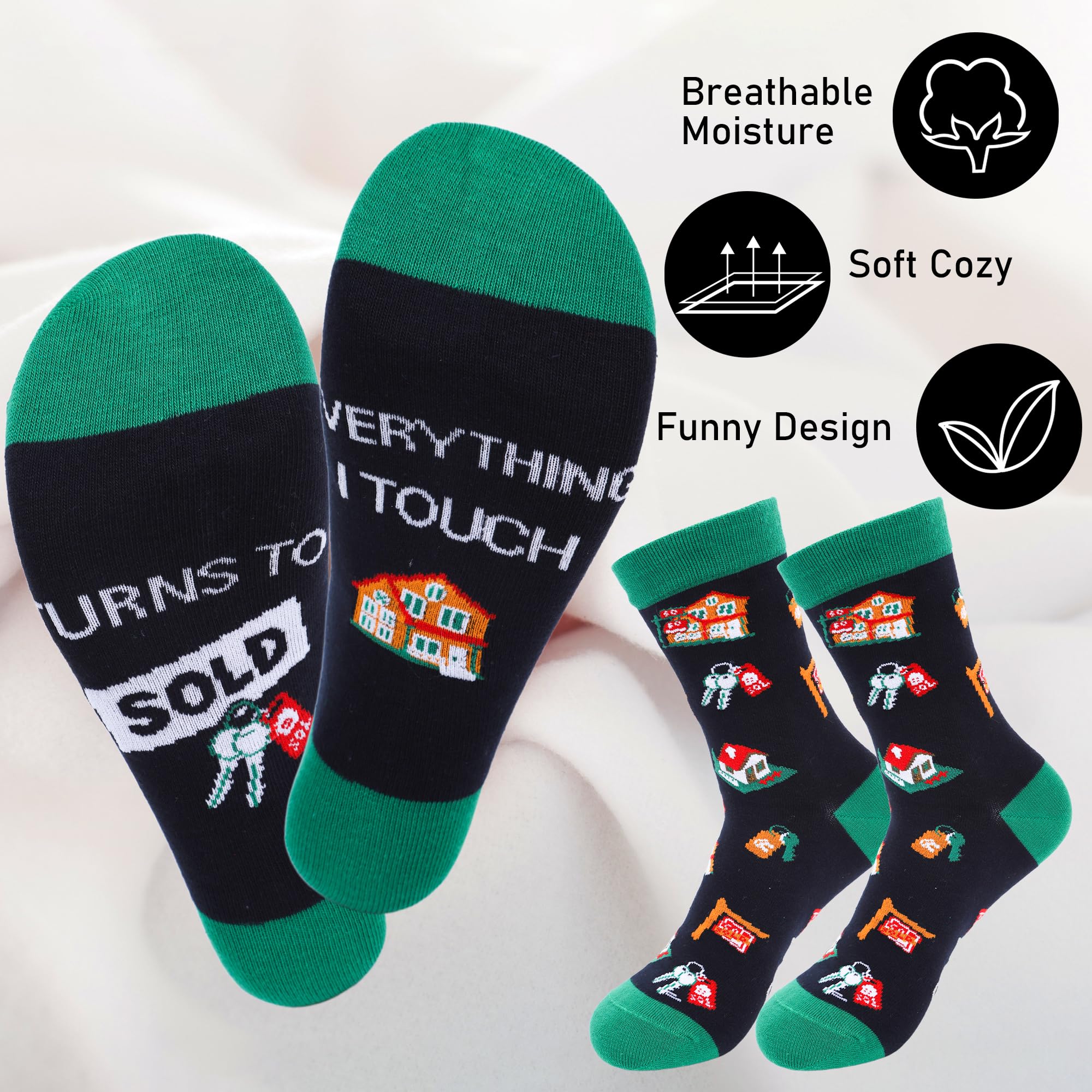 Keluna Realtor Gifts for Women Men - 3Pcs Real Estate Agent Gifts, 20oz Realtors Tumbler with Lid Straw, Keychain, Socks, Funny Christmas Birthday Closing Presents for Real Estate Agent Salesman