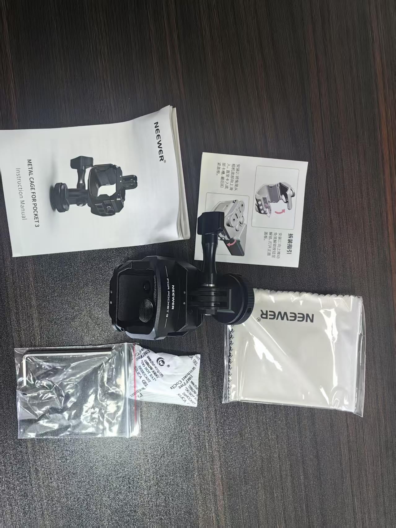 NEEWER Pocket 3 Cage Compatibile con DJI Osmo Pocket 3 e Creator Combo Accessori, Rig di Estensione per Riprese Video Gimbal con Adattatore Action Cam, Filettatura 1/4", ColdShoe, Panno Pulizia, AC009