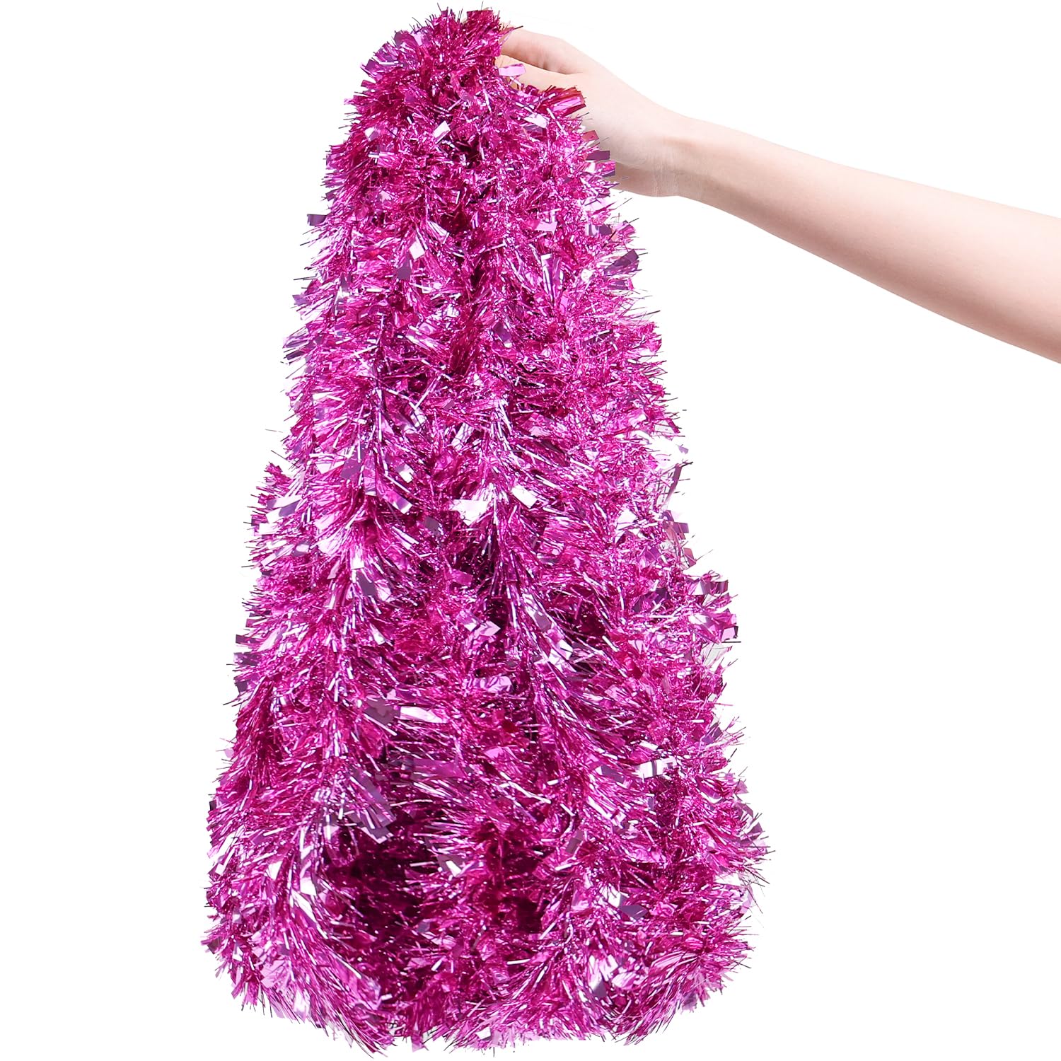 10 Meter Pink Christmas Chunky Tinsel Christmas Garland Tinsel for Xmas Tree Decorations Home Ornament