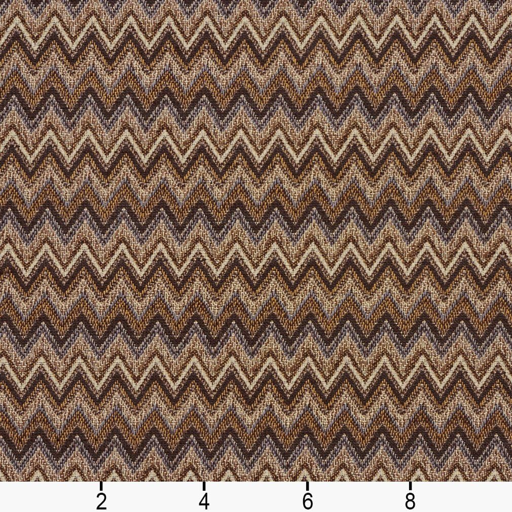 Brown and Gold Woven Chevron Flame Stitch Upholstery Fabric by The Yard - SKU: Donald Canyon