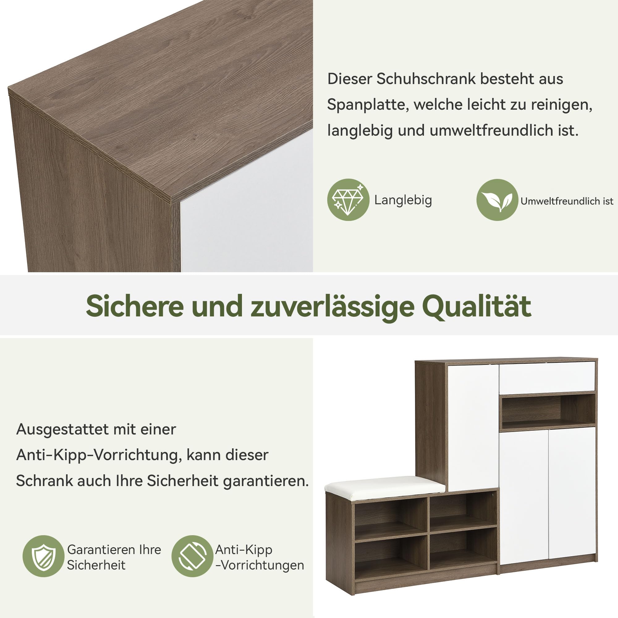 Zapatero de almacenamiento de zapatos multifuncional con asiento acolchado, solución versátil para almacenamiento de zapatos con estantes ajustables para el pasillo, color blanco