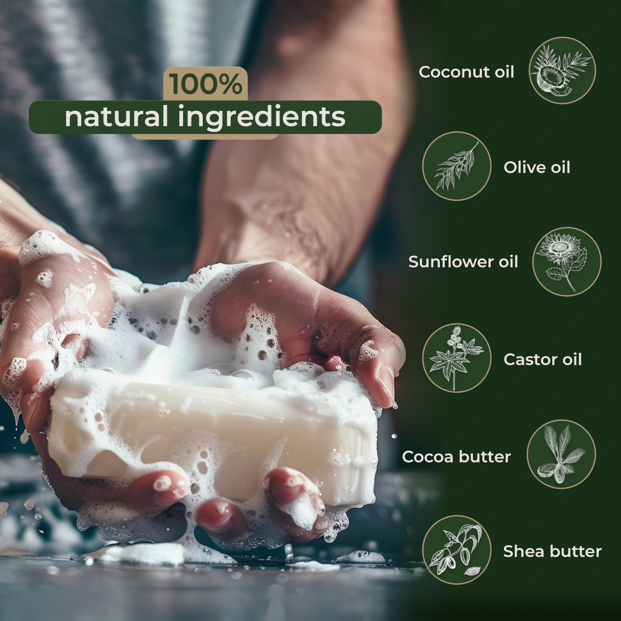 larum sports Natural Soap Bar, Body Soap Bar for Men, Hair Face and Skin, Organic Soap - Image 4