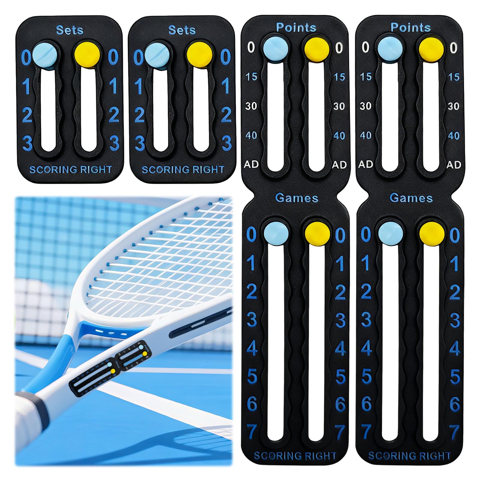 2PCS Tennis Padel Score Counter, Portable Tennis Score Keeper Racquet Score,Portable Tennis Scoreboard Set, Lightweight Mini Ball Paddle Score Board Counter for Enthusiast Professional Trainer