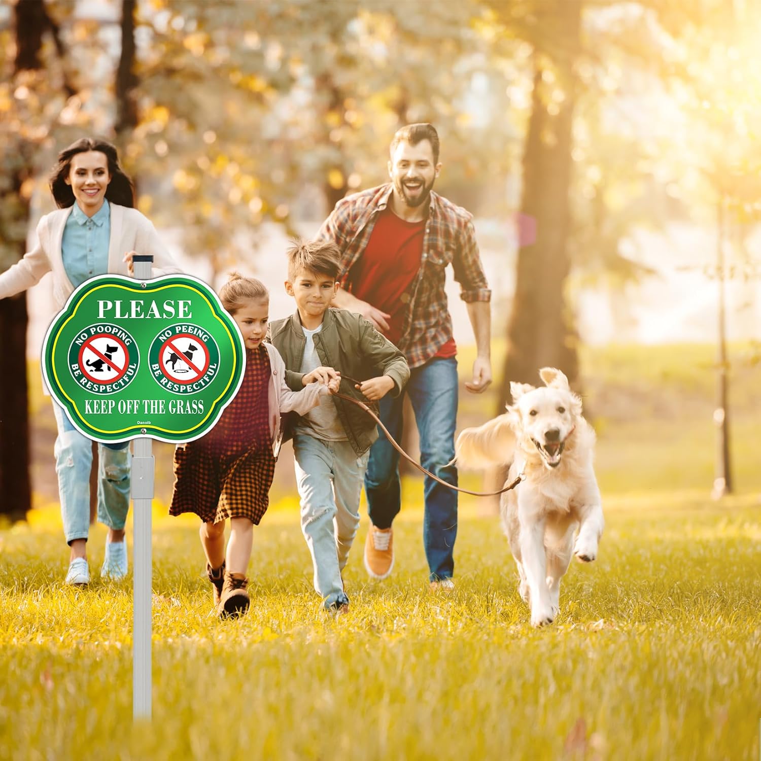 2 Pack No Peeing No Pooping Dog Sign with 28" Stake for Yard, Keep off The Grass Sign, Aluminum Metal, Fade Resistant, Weatherproof, Outdoor Use