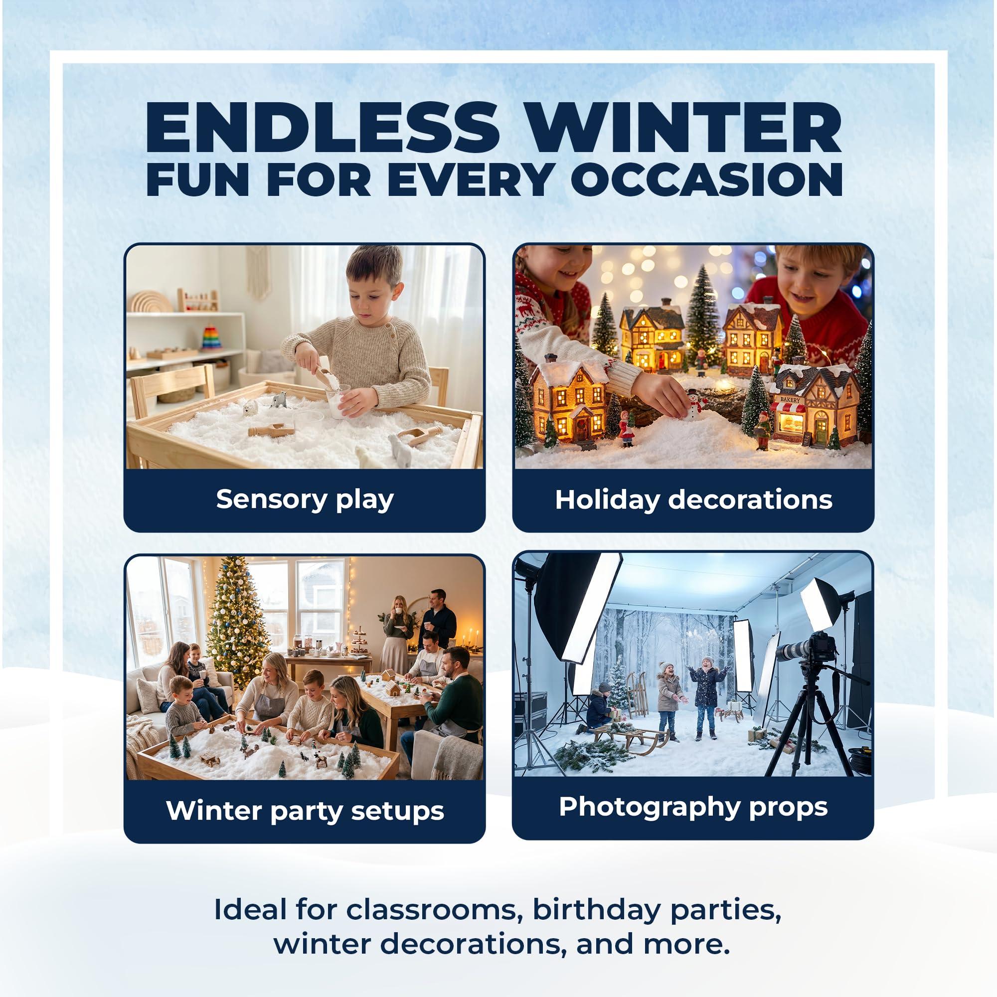 Let it Snow Poudre de neige artificielle instantanée – Fabriquée aux États-Unis, parfaite pour les enfants, les décorations de vacances, les jeux sensoriels – Lot de 25 – Fait de la neige de 80 litres