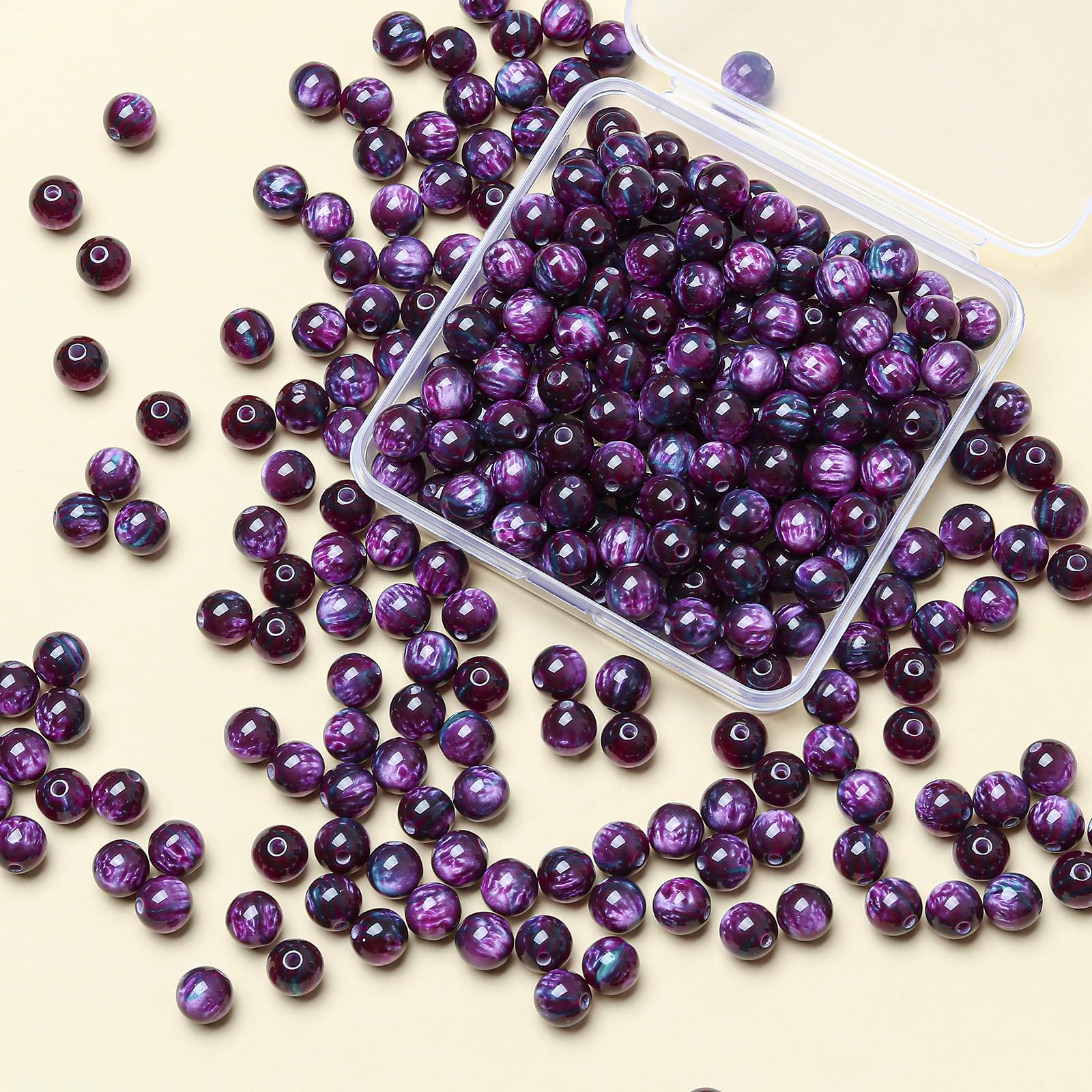 Gkelaly 8mm Purple Glass Beads for Bracelet Making Bulk, 100pcs Round Crystal Beads for Jewellery Making, Necklaces and Earrings